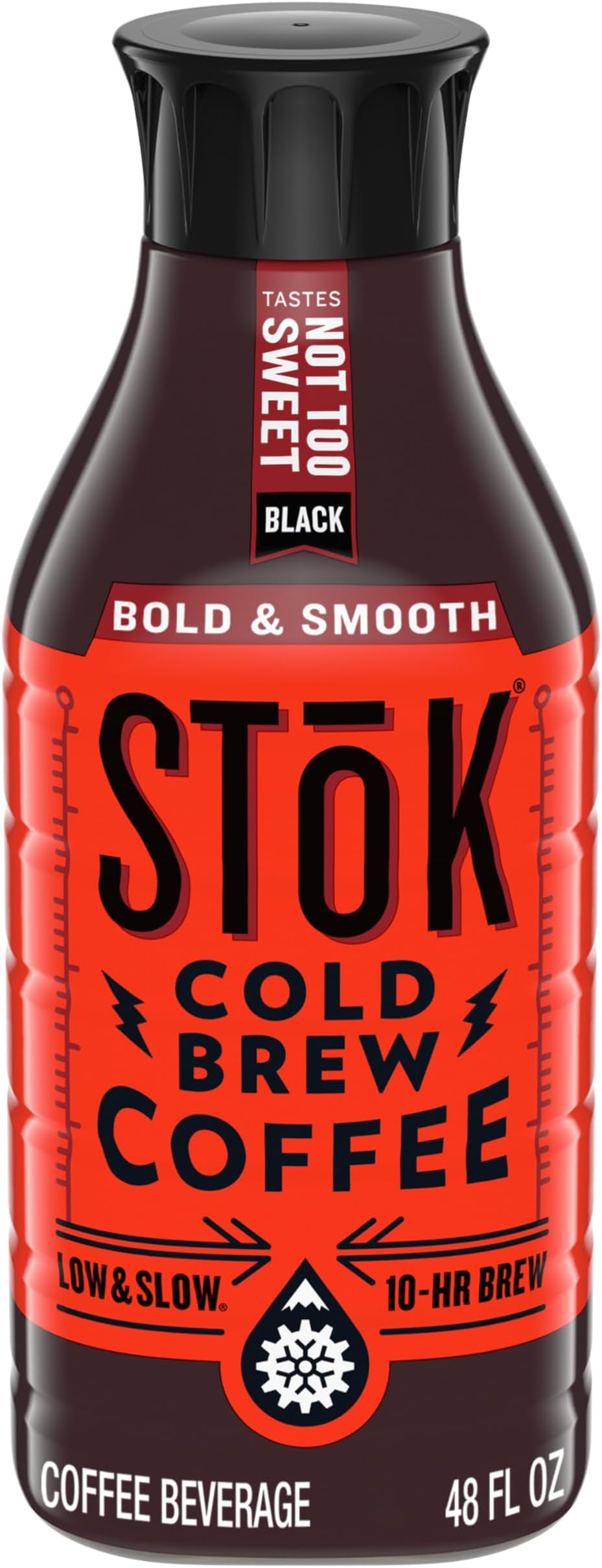 SToK Not Too Sweet Black Cold Brew Coffee, Ready to Drink Bottled Coffee, 48 fl oz