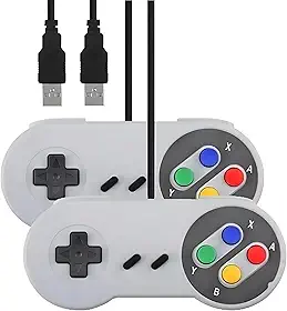 2x Controles SNES USB Classico Premium, Estilo Retrô, Compatível com Video Game Retro
