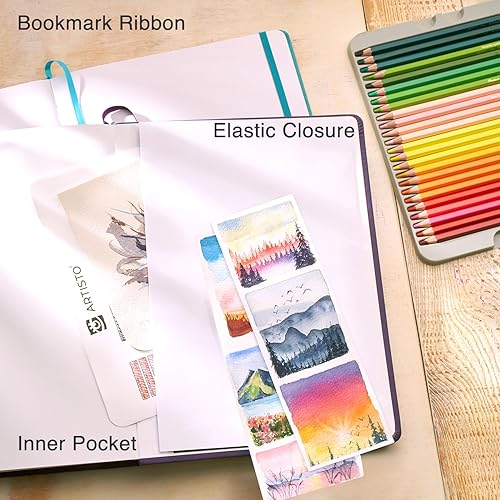 Miniatura 5 de ARTISTIC EYE Cuaderno de bocetos de tapa dura de 8.5 x 11 pulgadas, 80 hojas (4.41 ozm), papel de dibujo sin ácidos, bloc de bocetos de tapa dura