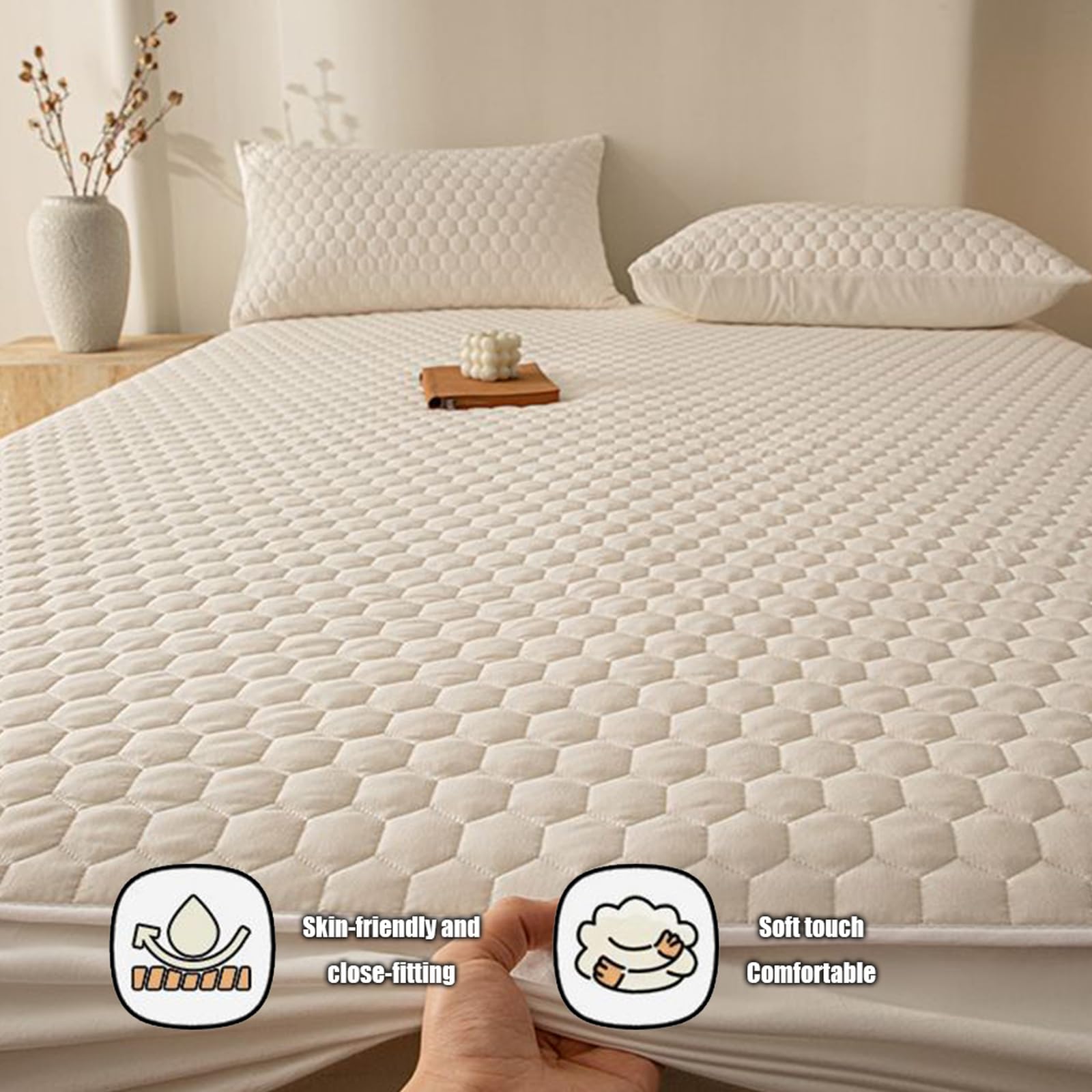Sábana bajera impermeable de 120 x 200 cm + funda de almohada suave, silenciosa, lavable, transpirable, funda protectora de colchón de 30 cm de profundidad para máxima comodidad