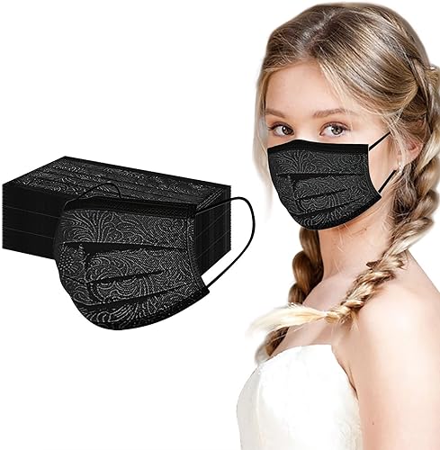 Paquete de 50 máscaras desechables para mujer para adultos, color sólido, a prueba de polvo, para vacaciones, cuidado de la piel, protección facial