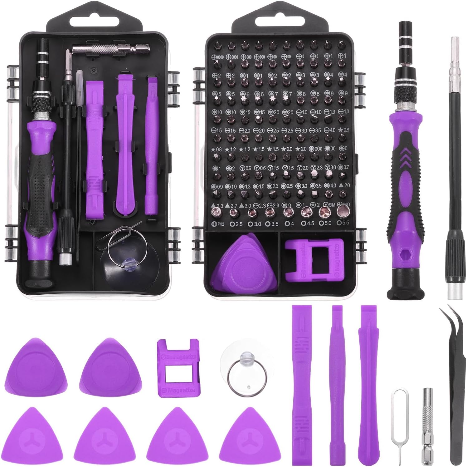 MECCANIXITY 115 in 1 Magnetic Precision Screwdriver Set Electronics Repair Tools Kit for Cellphone Mobile Phone Laptop PC Computer, Purple