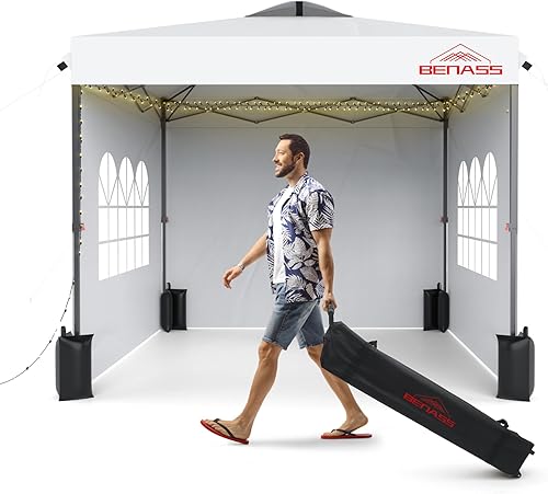 Toldo desplegable de 10 x 10 pies con paredes laterales, tienda de campaña fácil de montar, carpas resistentes para fiestas, tienda de campaña para