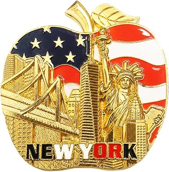 Color May Vary. Big Apple New York Souvenir Metal Fridge NY Magnet - Metal Magnet Pack 1