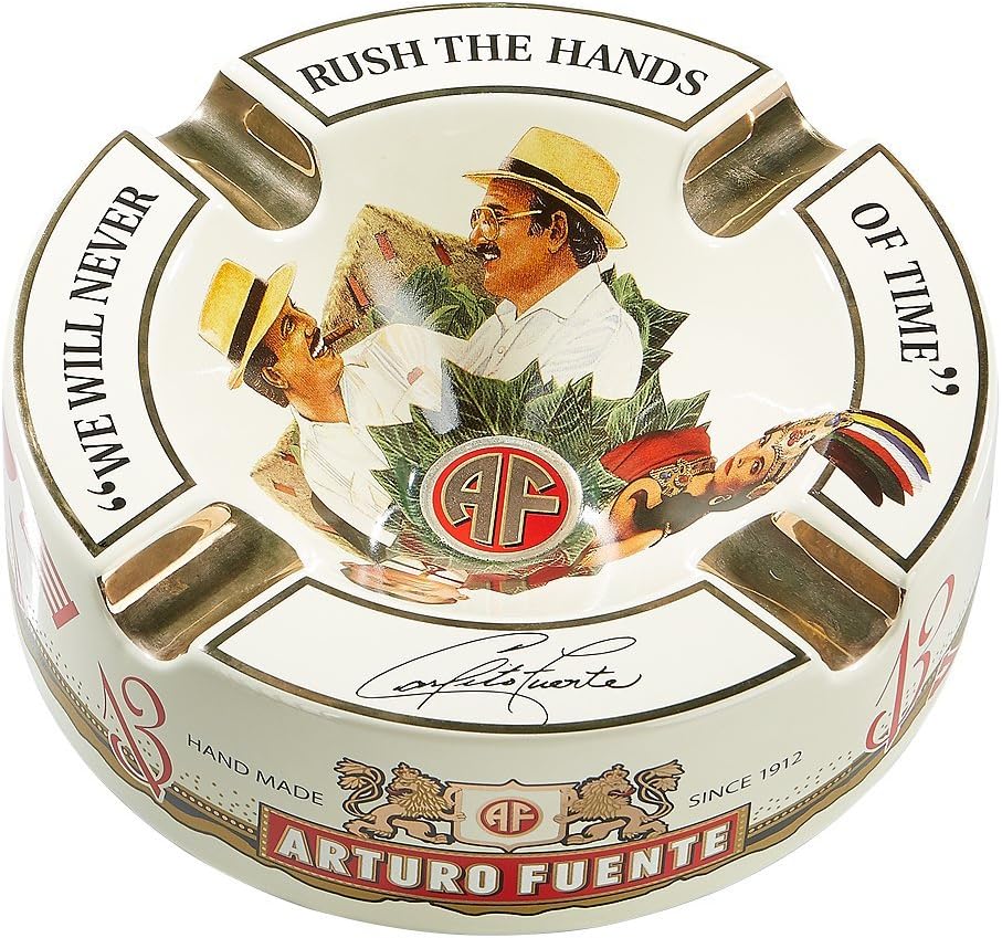 Arturo Fuente Ceramic 4-Finger Ashtray, Classic Cream White, 8.5 x 8.5 x 2.75 inches, 4.0 pounds
