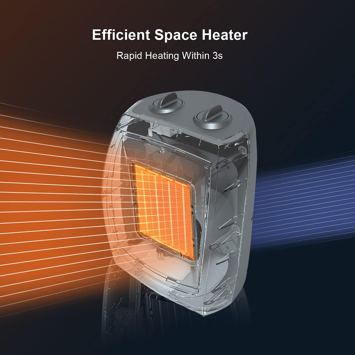 review Portable Electric Space Heater, Small Ceramic Room Heater Fan with Thermostat，Tip-Over and Overheat Protection Fast Room Warmer for Office Room Desk Indoor Use