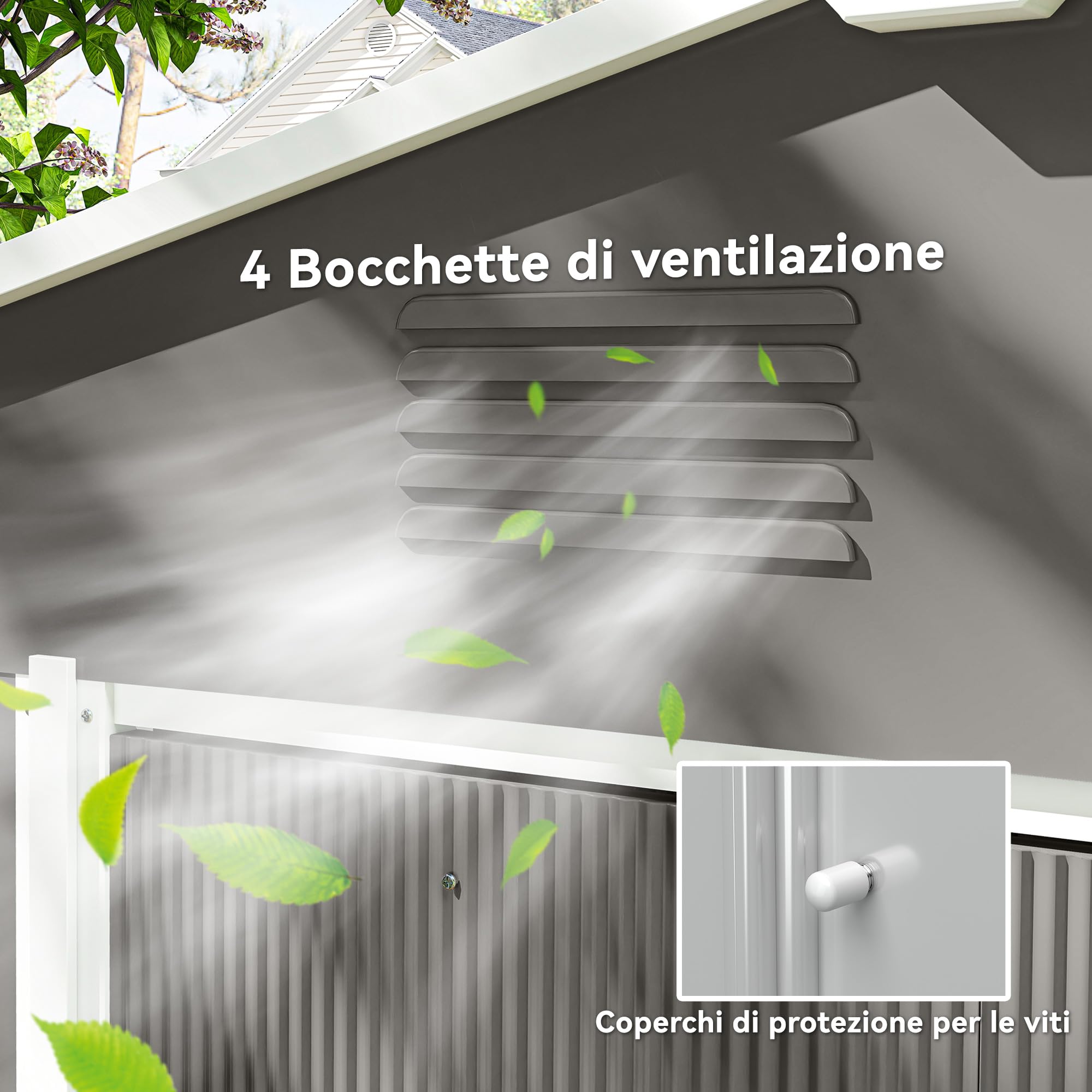 Outsunny Casetta da Giardino 3.6m² in Acciaio Zincato con Prese d'Aria, Capanno da Giardino con Tetto Inclinato, Doppie Porte Scorrevoli Bloccabili, Capanno Porta Attrezzi, 236x174x190cm, Grigio