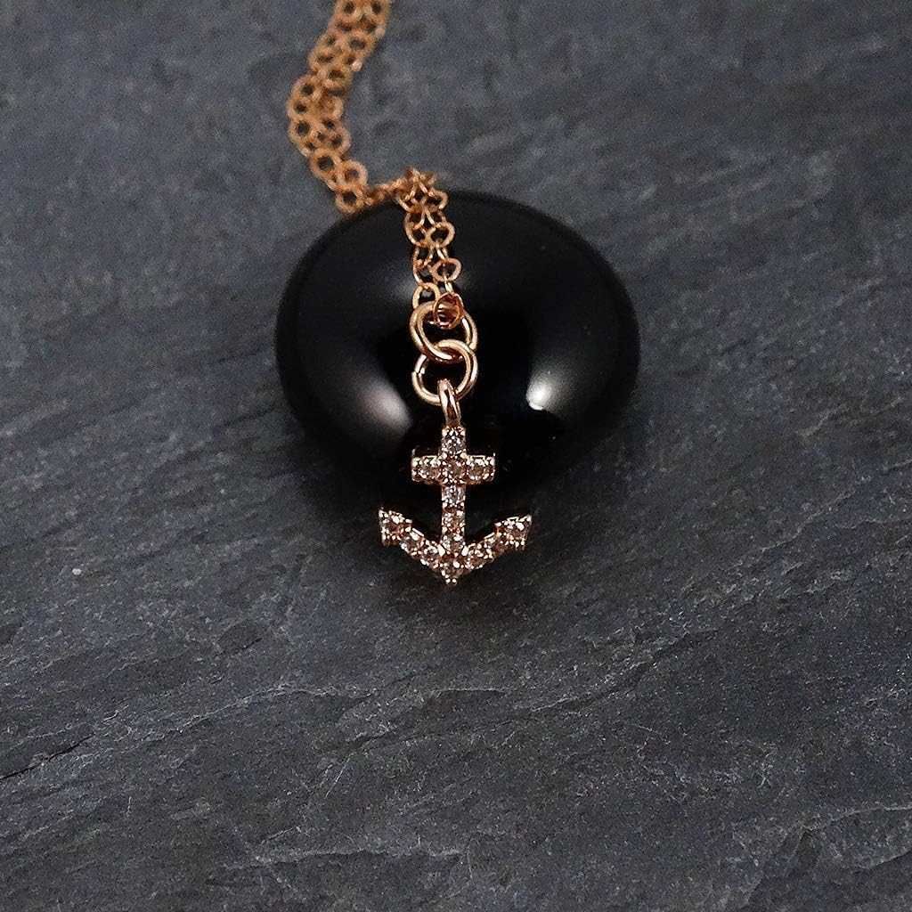 Designed By Stacey Handmade Dainty Cubic Zirconia Anchor Pendant Jewelry, Rose Gold Filled Necklace, Gifts for Women, Birthday, Anniversary, Wedding, Prom, Homecoming, 16 to 18" Adjustable Chain - Image 3