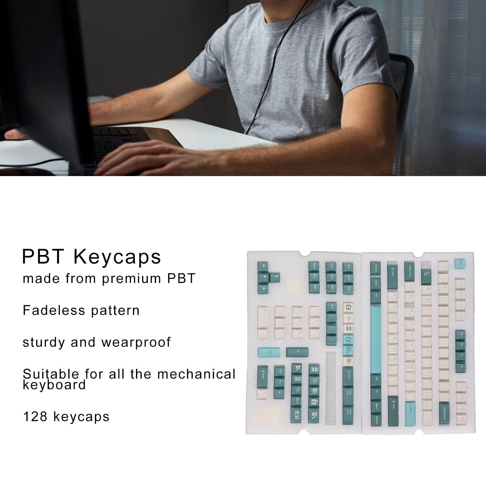Aramox PBT Tasti 128, Profilo Cherry, Colori Vivaci (Crisoforo)