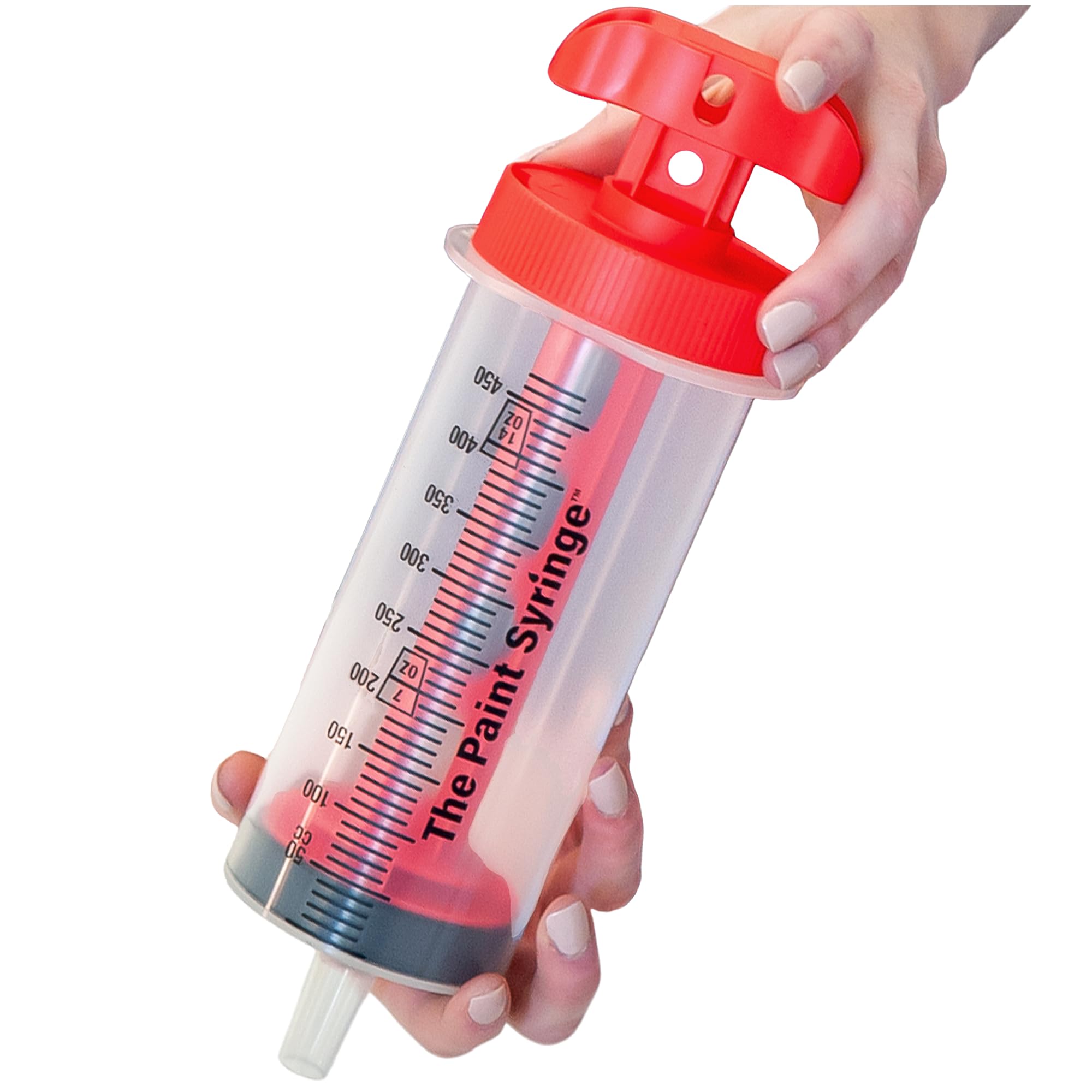 Paint Syringe Large 500ml with Lid, Wide Nozzle for Thick Liquids, Ergonomic Handle, Mess-Free Paint Dispenser, Precise Application Tool for Wall