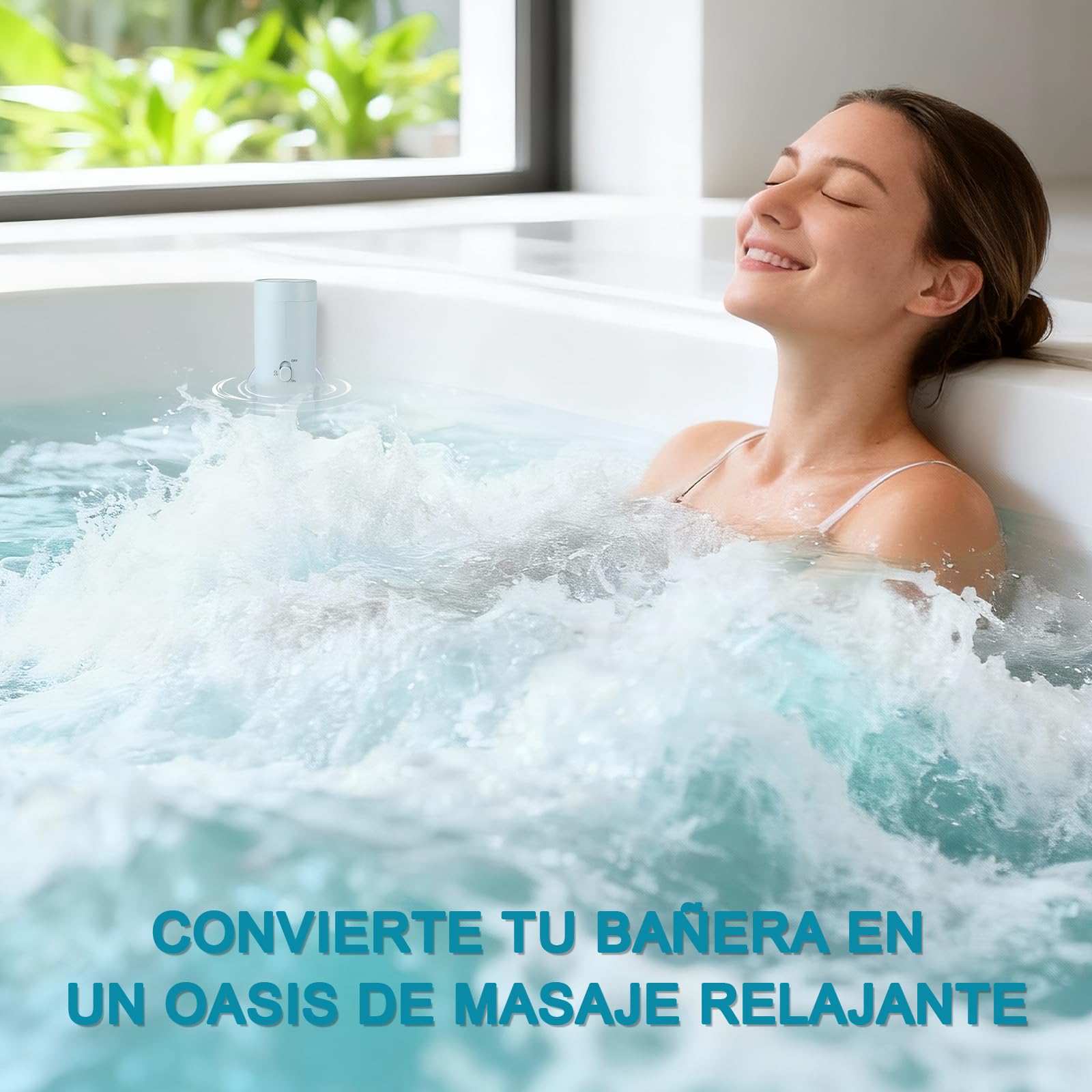 Bañera de Jet Spa, Proporciona una Intensidad de Masaje de 65 kPa, Jet de Baño Recargable, Accesorios de Bañera Portátiles Sin Cable con Velocidad Ajustable, Relajante (Azul)