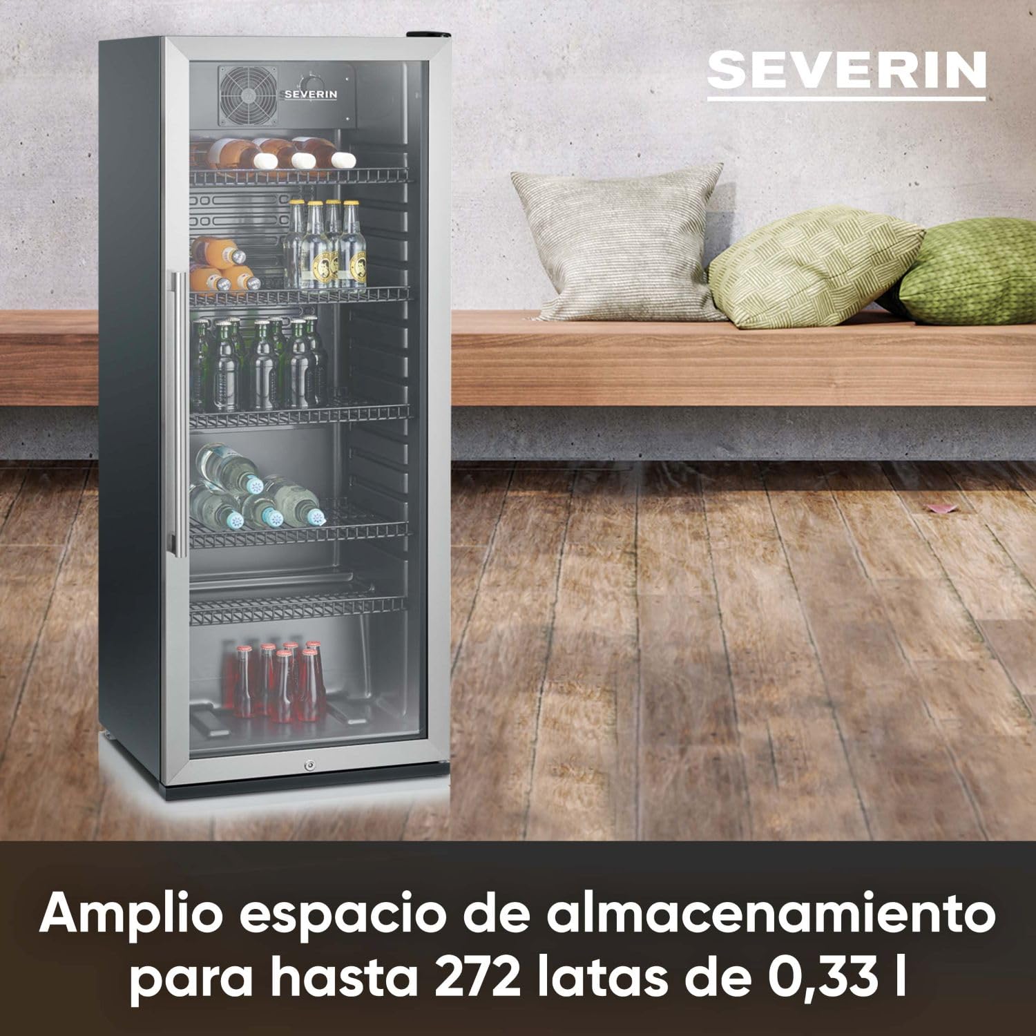 Bottle Fridge, 241L, Black-Silver