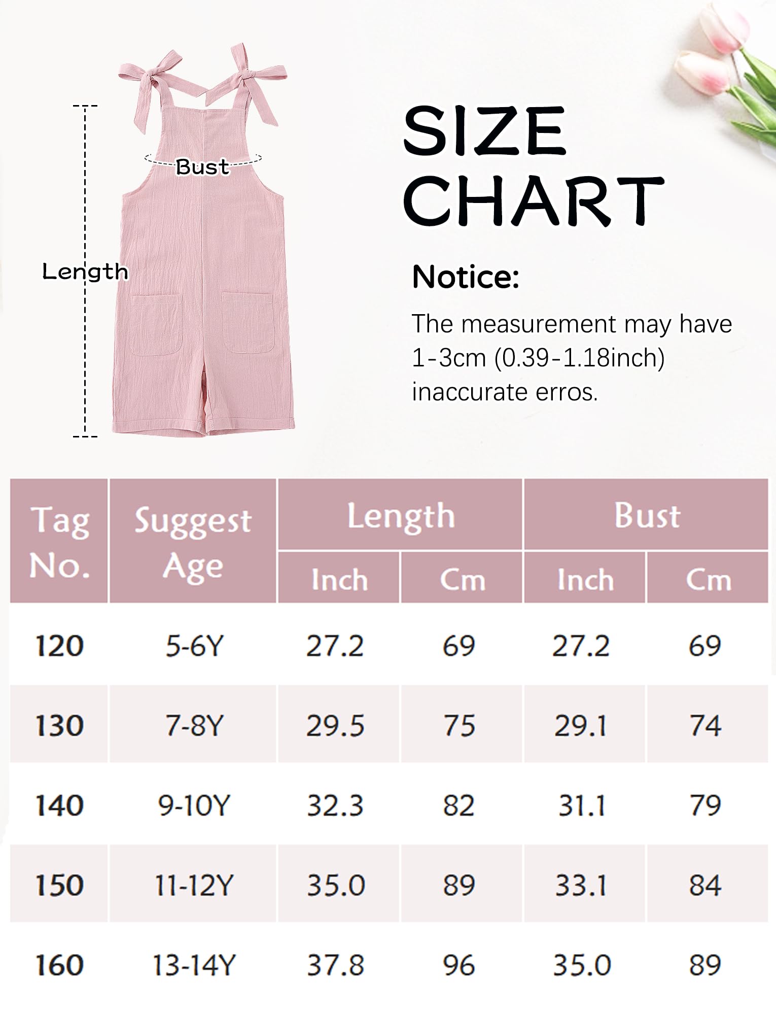 Happy Cherry Salopette Ragazze Tuta Pantaloncini Bretelle Regolabili Comodo Cotone Tuta Estiva Senza Maniche con Tasche Tinta Unita per Bambine 5-14 Anni
