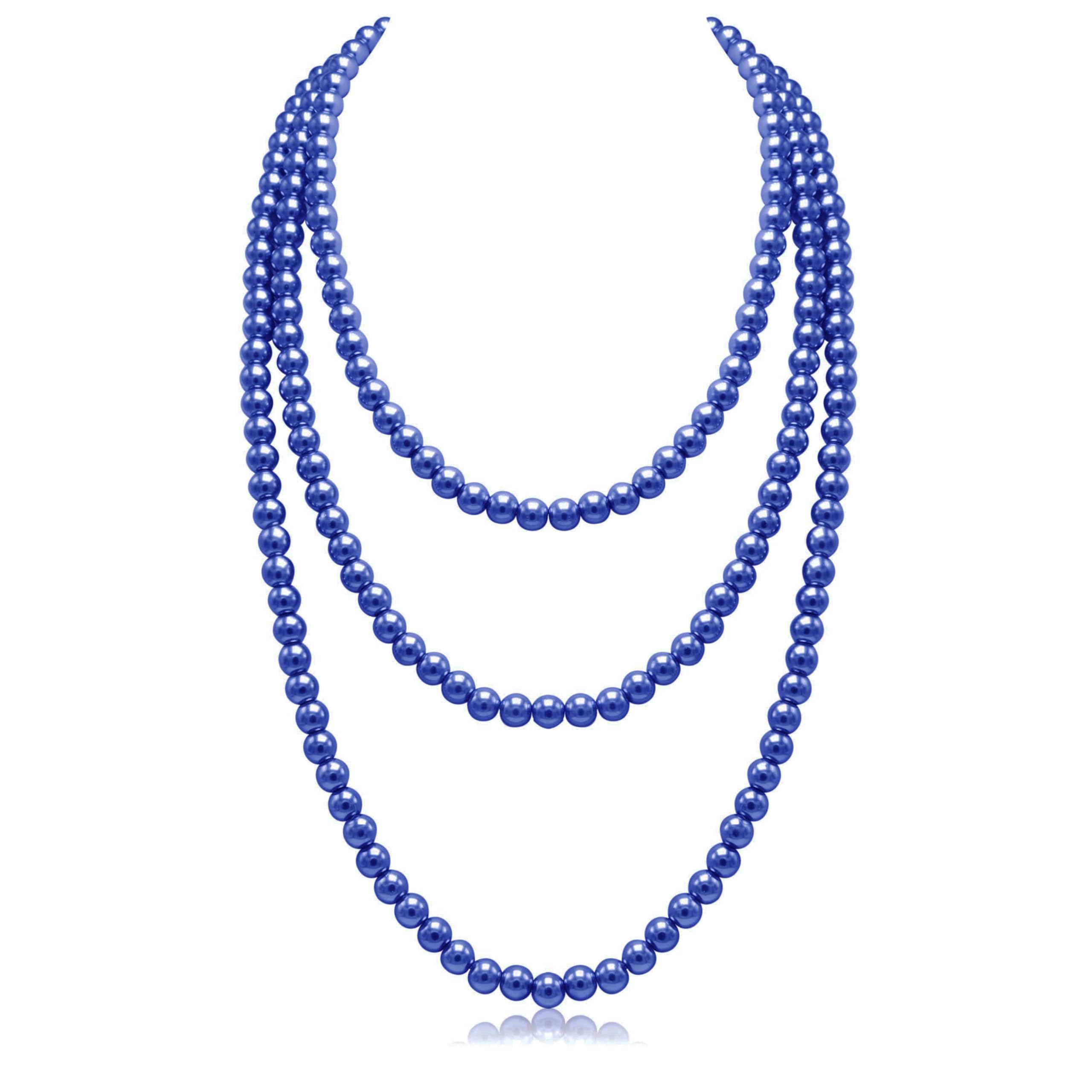 Long Pearl Necklaces for Women Cream White Faux Pearl Strand Layered Necklace Costume Jewelry