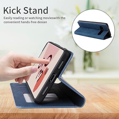 Miniatura 5 de ZZXX Funda para Google Pixel 7 Pro con bloqueo RFID, ranura para tarjetas, función atril, magnética, de piel suave, para Google Pixel 7 Pro (azul)