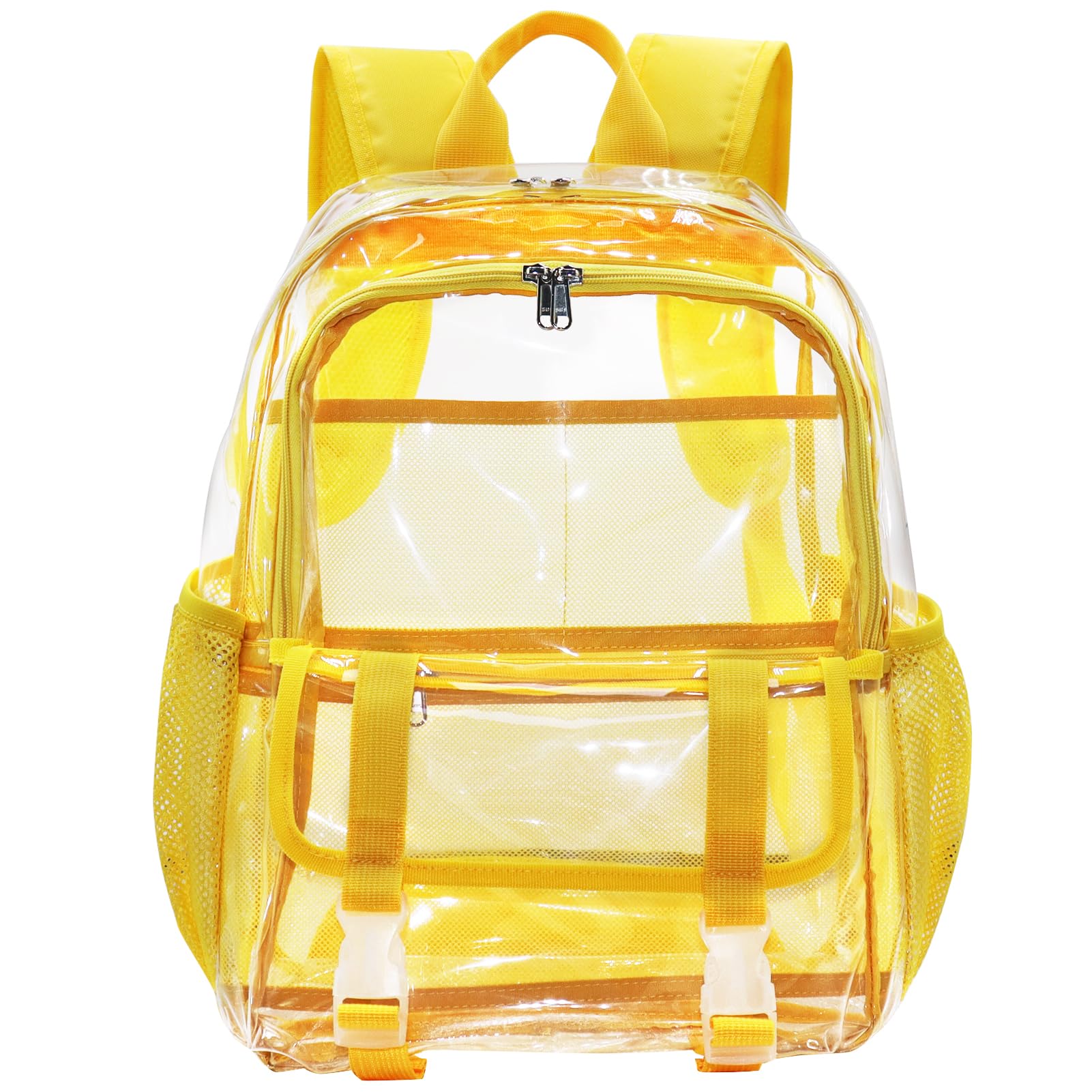 KUI WAN Clear Backpack, Large Clear Bag Stadium Approved Heavy Duty PVC Transparent See Through Backpacks for College,Stadium,Work,Security,Festivall,Yellow