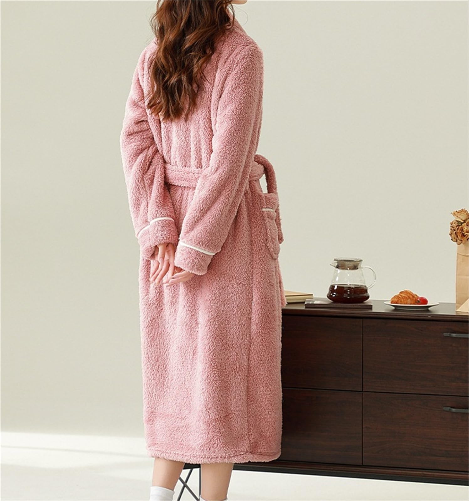 Szlafrok Spa Szlafroki Damskie Długie Pluszowe Szaty Koralowy Polarowy Szlafrok Dla Dziewczynek Gruby Szalowy Kołnierz Bathrobe