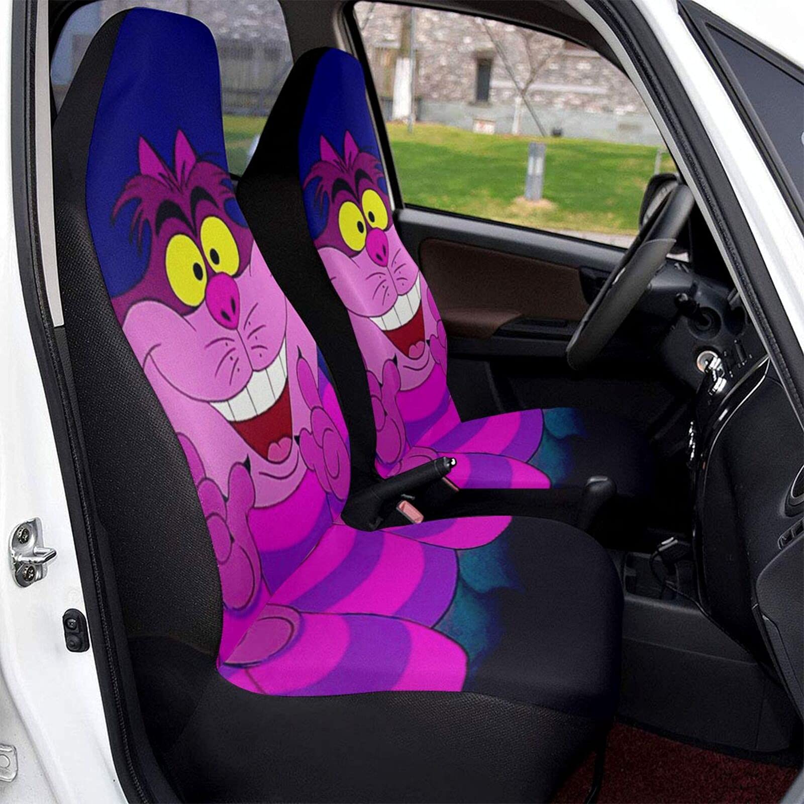 Alice in Wonderland Car Seat Covers Soft Comfortable and Elastic Car Seat Protective Case Made of Polyester, Suitable for Most Family Cars 2 PCS