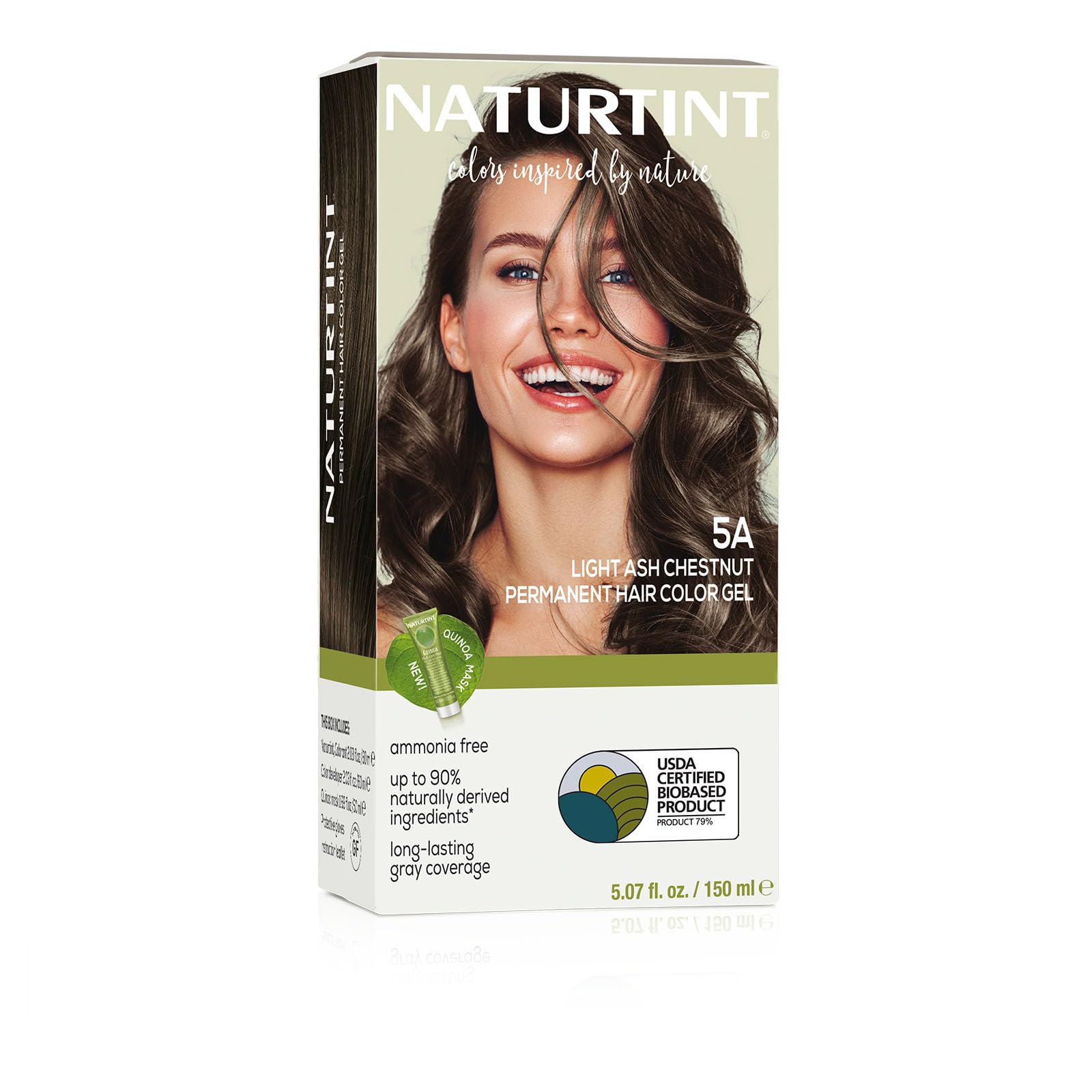 Naturtint 5A Light Ash Chestnut Permanent Hair Color (Pack of 1), Ammonia Free, Vegan, Cruelty Free, up to 100% Gray Coverage, Long Lasting Results (Packaging may vary)