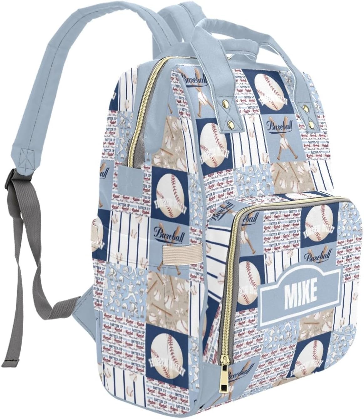Baseball Sports Personalized Diaper Bag with Custom Name – Custom Baby Tote Backpack for Mom, Unique Gift for New Parents, Baby Shower Essentials