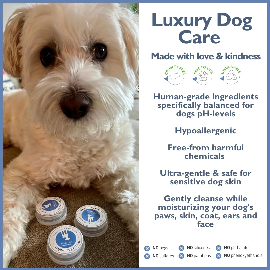 Best BARKIN' Salviette per cani, essenziali per la toelettatura del cane, con ingredienti botanici e sacchetto in rete (100 barattoli a rete)
