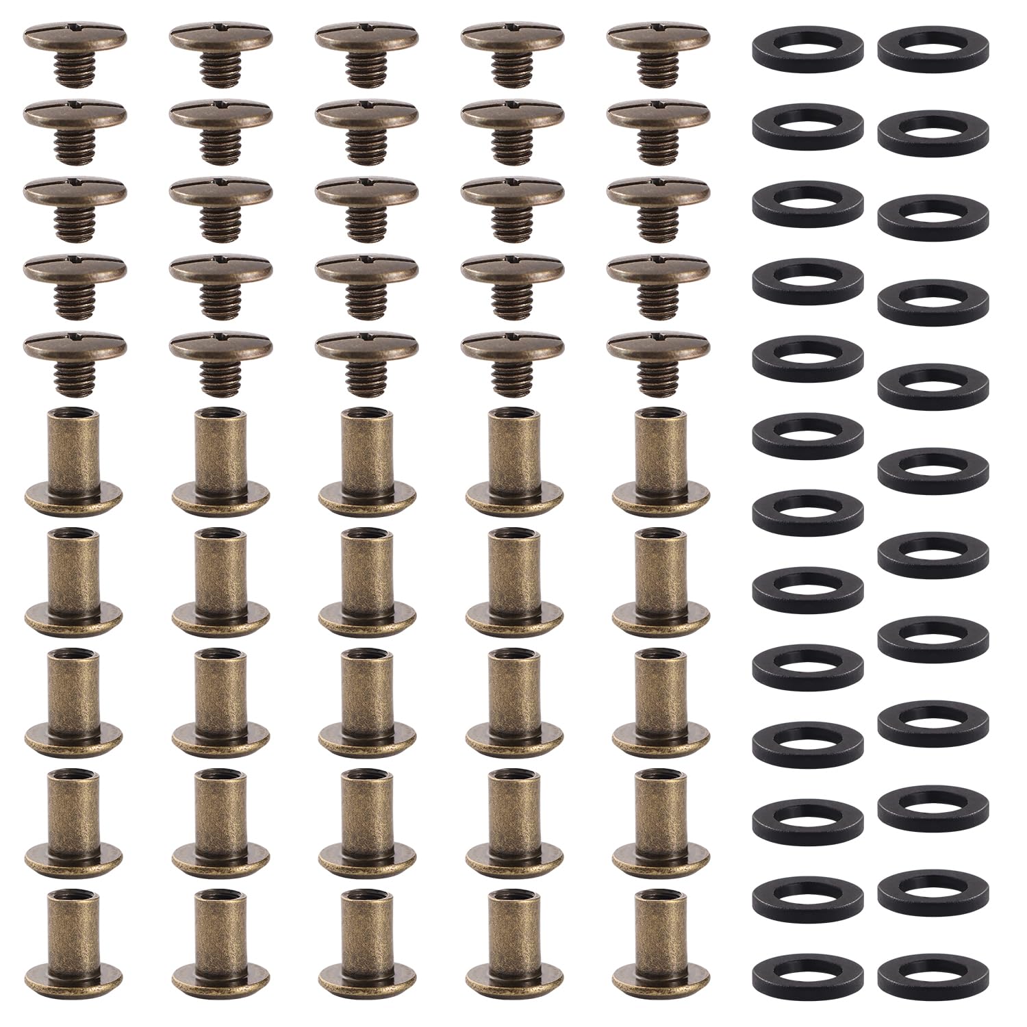 YIXISI 25 Set M5x8mm Chicago Binding Screws Kit, Book Binding Rivets, Leather Rivets, Binding Screws Posts