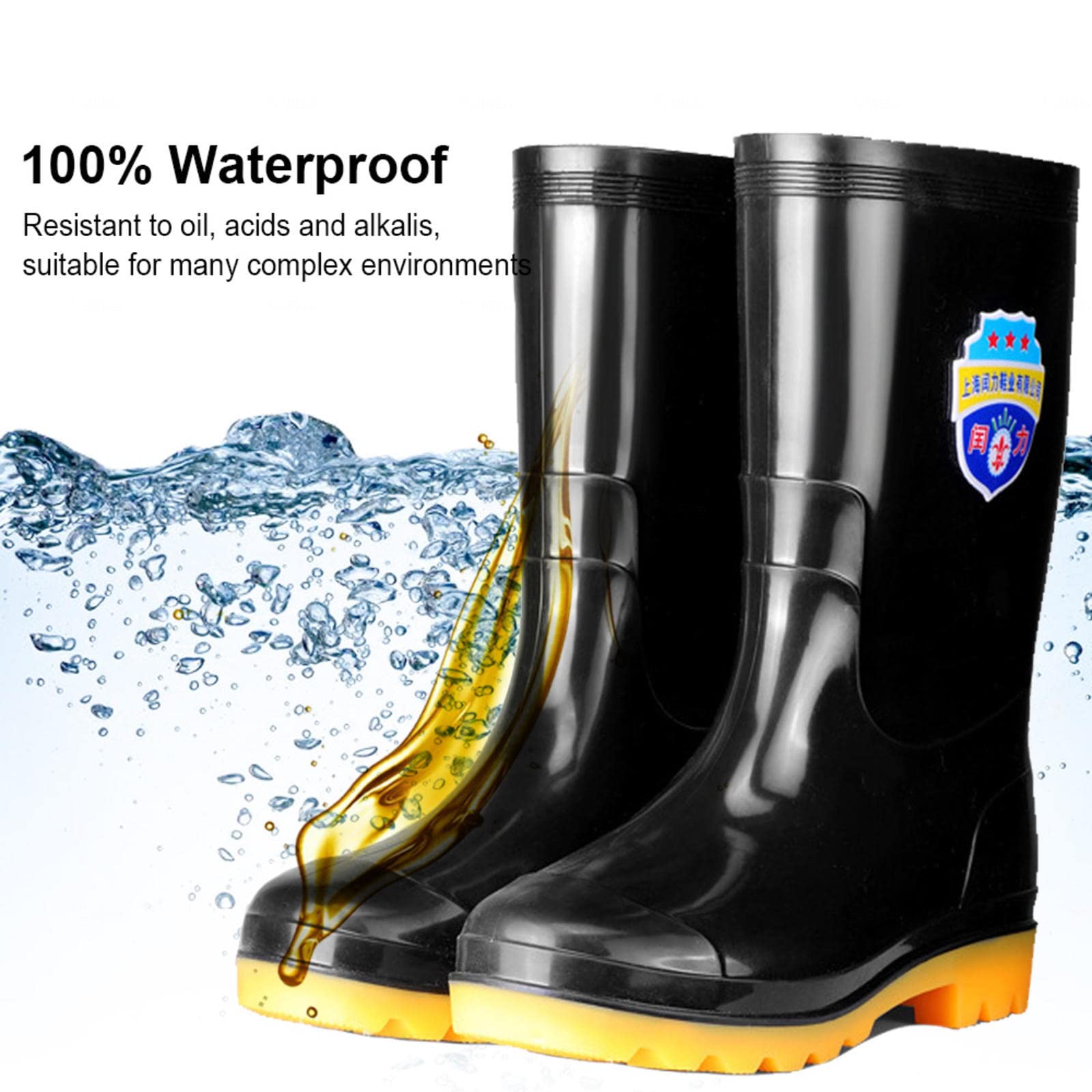 NALSA Stivali Wellington Impermeabili, Stivali in Gomma Antiscivolo industriali e da Costruzione, Scarpe da Lavoro Isolate di Sicurezza a Cilindro Medio 46-50EU,29cm-50EU