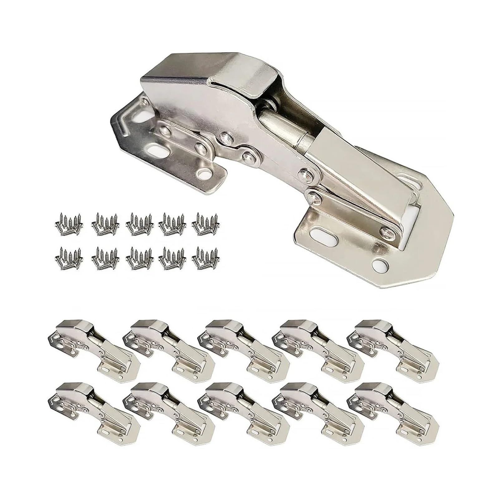 Axylqjvznc 10Pcs Set 5-Inch Concealed Cabinet Door Hinges – Spring Buffer For Kitchen Cupboards, No Slot Required