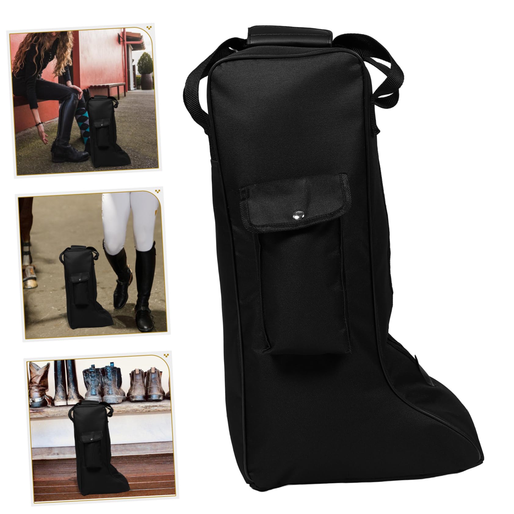 Alipis Borsa Porta Stivali da Equitazione Oxford, Nero, Tasca Frontale, Compatta e Portatile, per Escursioni e Competizioni