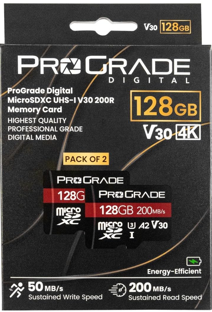 ProGrade Digital 128GB MicroSDXC UHS-1 V30 Memory Card-2 Pack