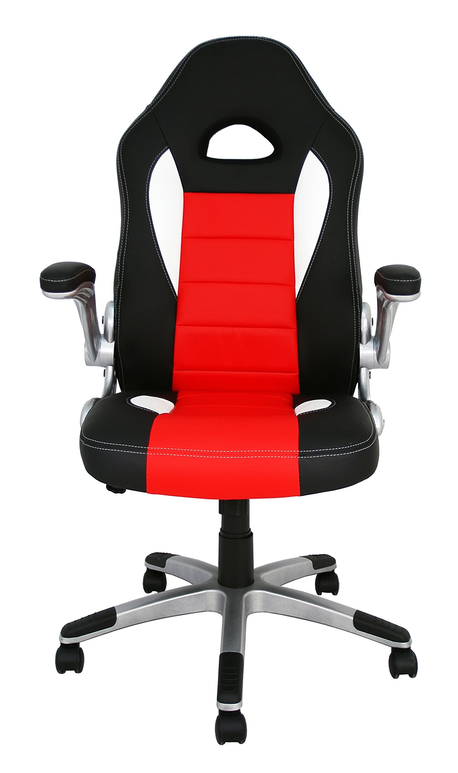 La Silla Española Sepulveda - Sedia da ufficio, in finta pelle, colore: nero e rosso, 50 x 50 x 120 cm
