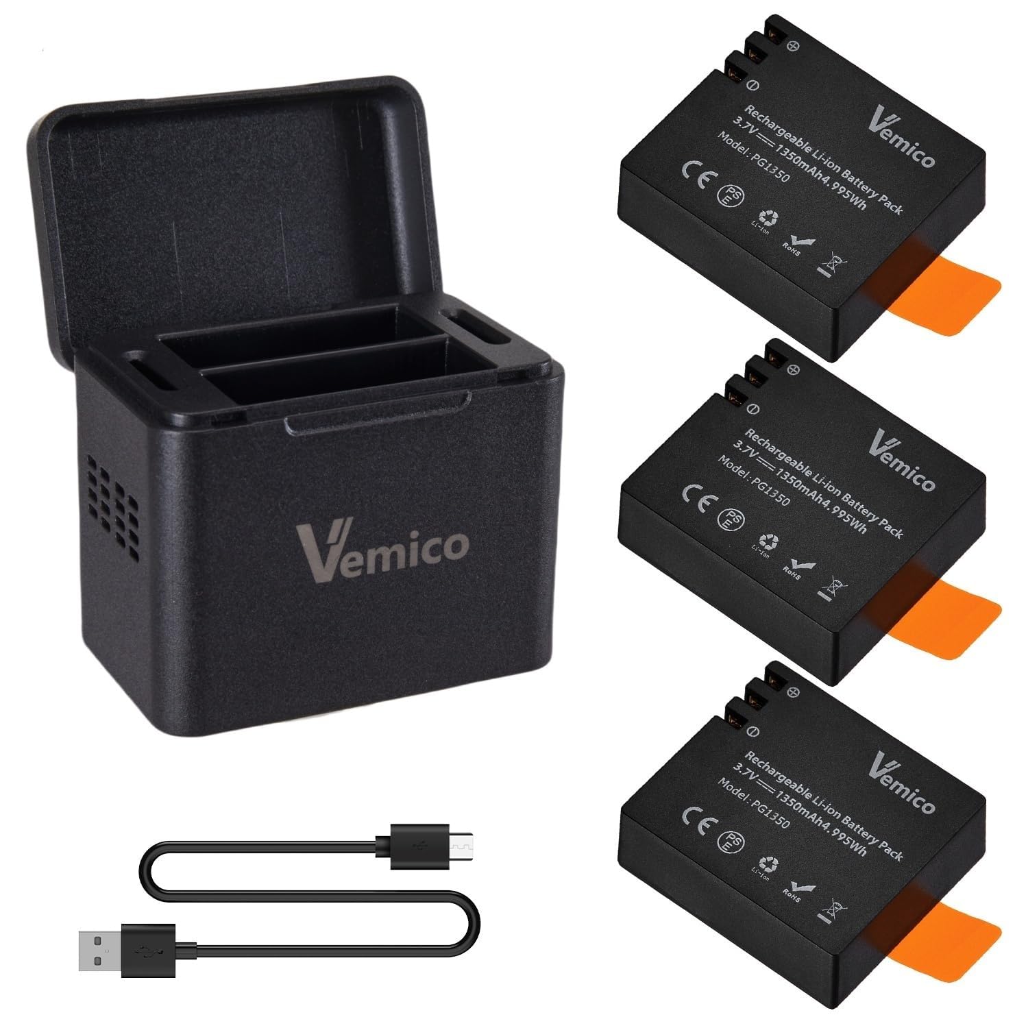 Amazon.co.jp: Vemico アクションカメラバッテリー充電器キット