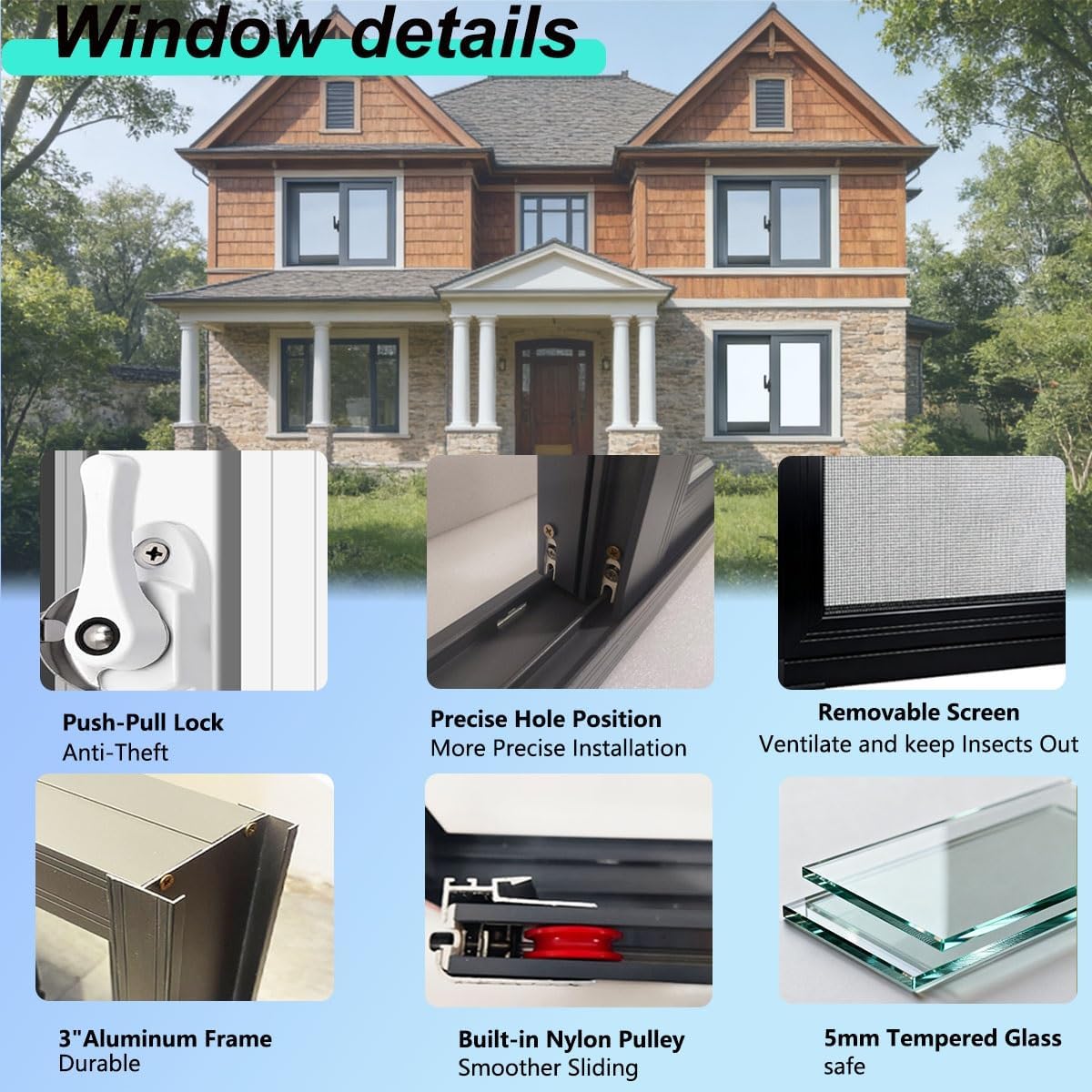 Basement Window, Aluminum Frame Sliding Window with Lock, 22" 26" 28" 30" 32" 34" 36" 40", Shed Windows with Screen & Tempered Glass for Garage, Household, Kitchen Replacement(White,36x20in)