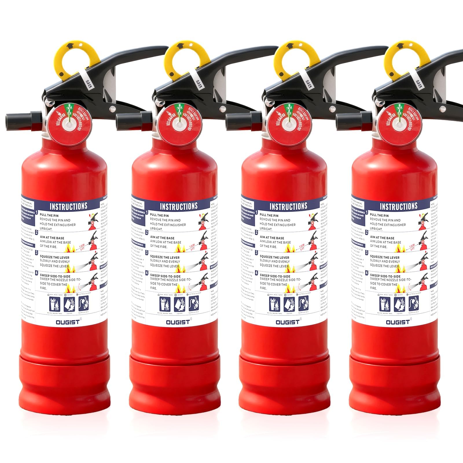 Ougist Signature ABC Fire Extinguisher for Home, 2.5 lb, 4 Pack