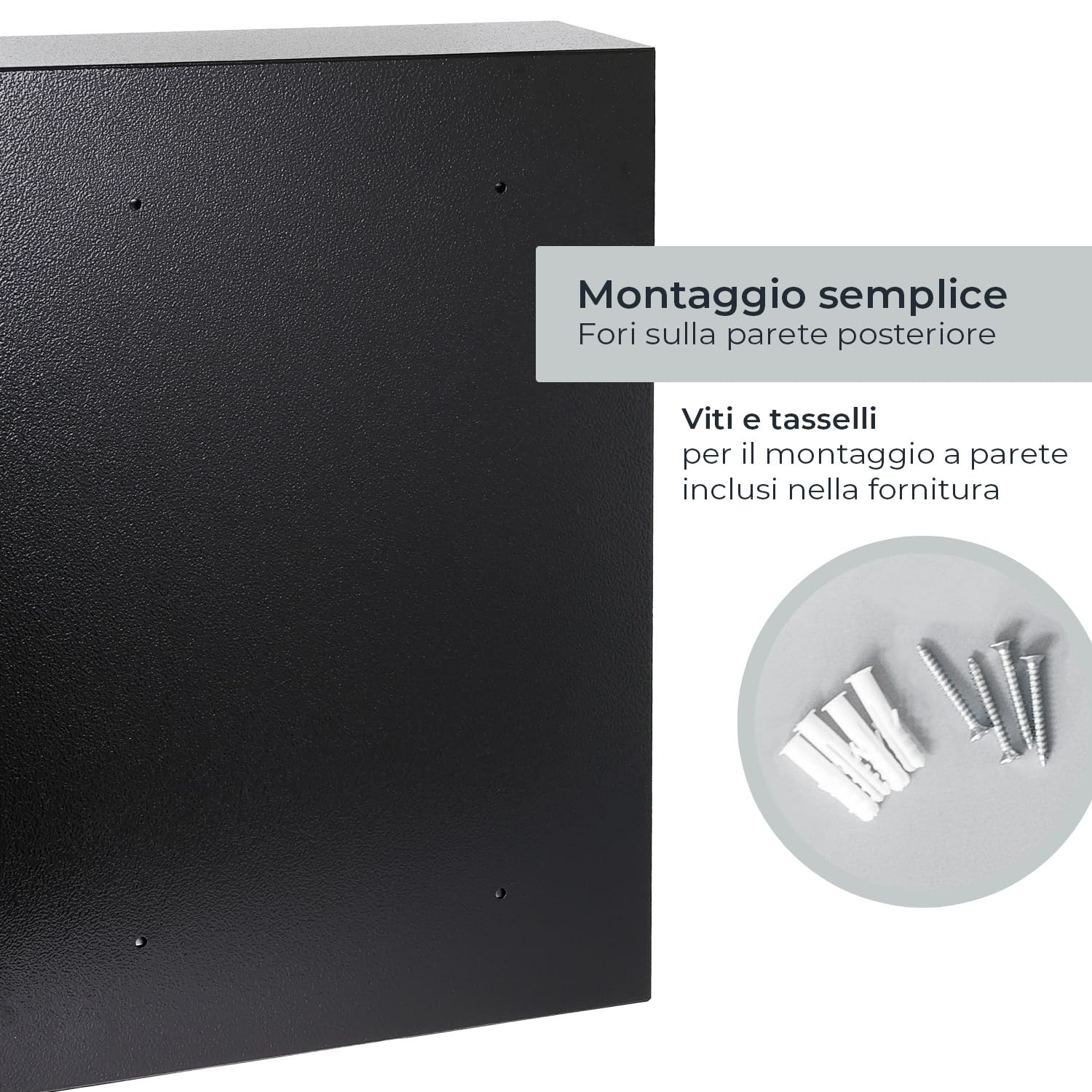 HMF Armadietto Portachiavi Grande in Acciaio, Cassetta Porta Chiavi da Parete con Serratura per Ufficio, Amministrazione o Parco Veicoli | 200 Ganci Portachiavi | 55 x 38 x 14 cm | Nero
