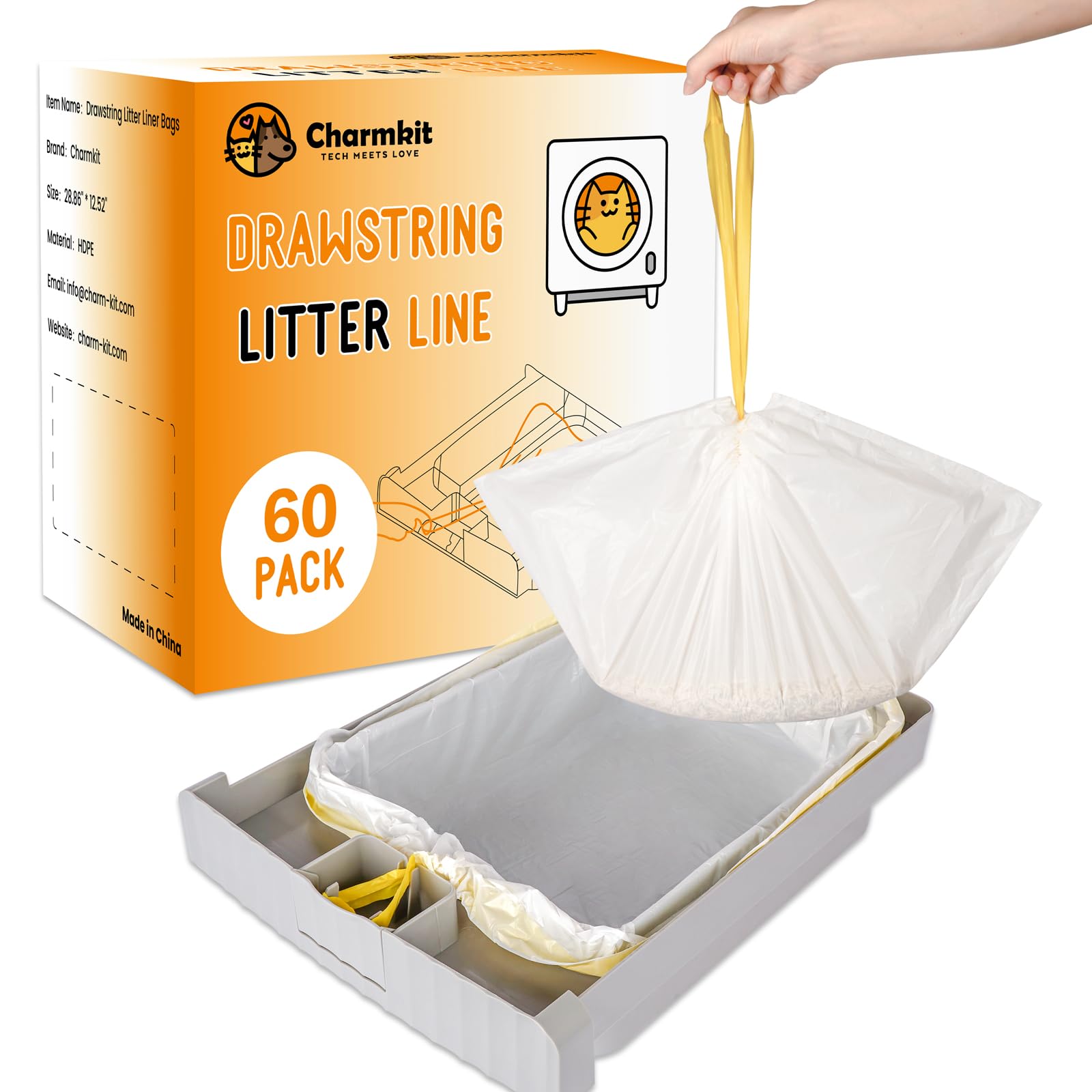 Sacchetti Per Lettiera Gatto Autopulente 75 Pezzi - Borse Con Coulisse Resistanti Per Lettiere Intelligenti - Foto 3