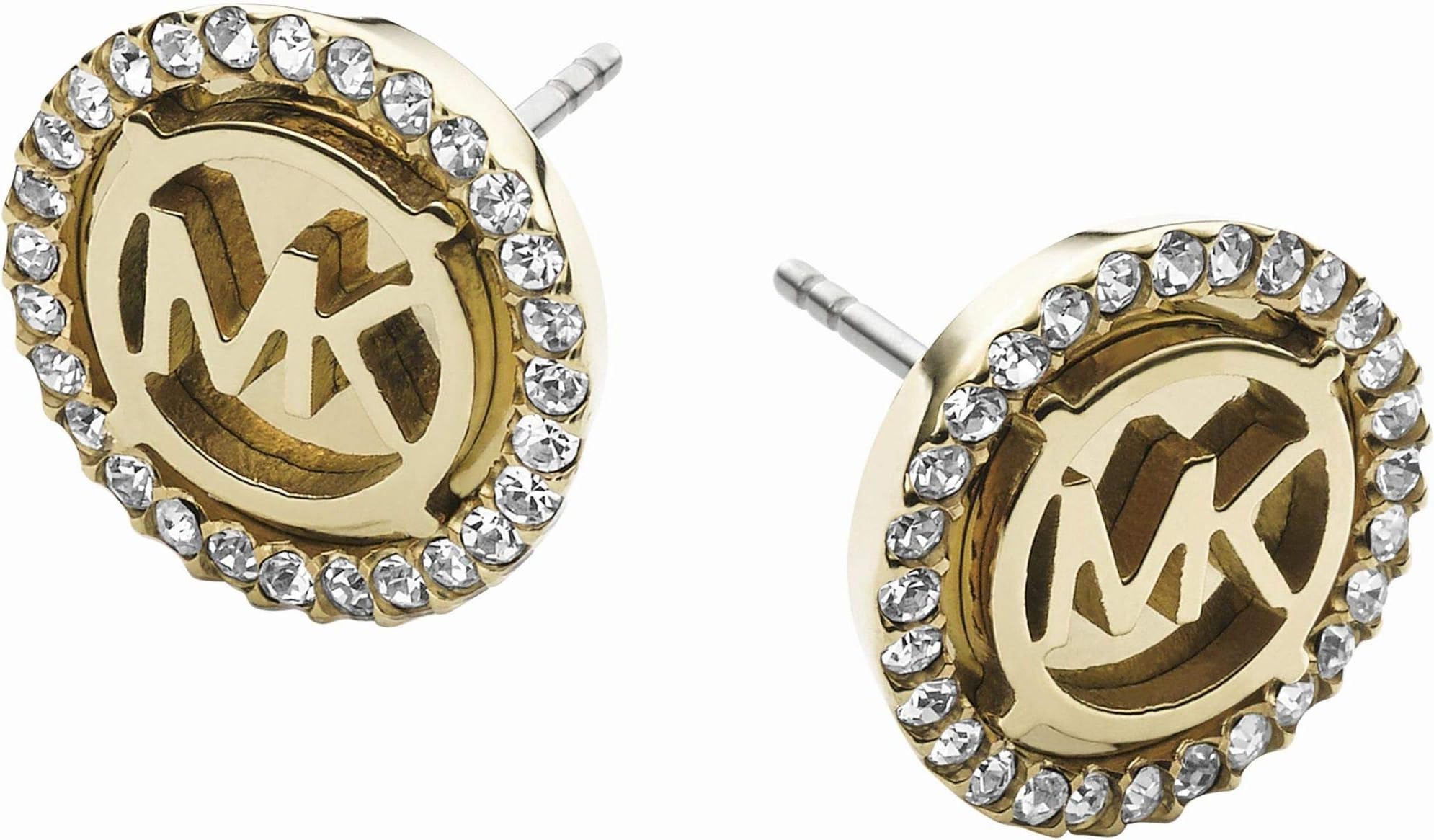 Michael Kors - Women's Monogram Pave Logo Gold Tone Stainless Steel Earrings MKJ2941710