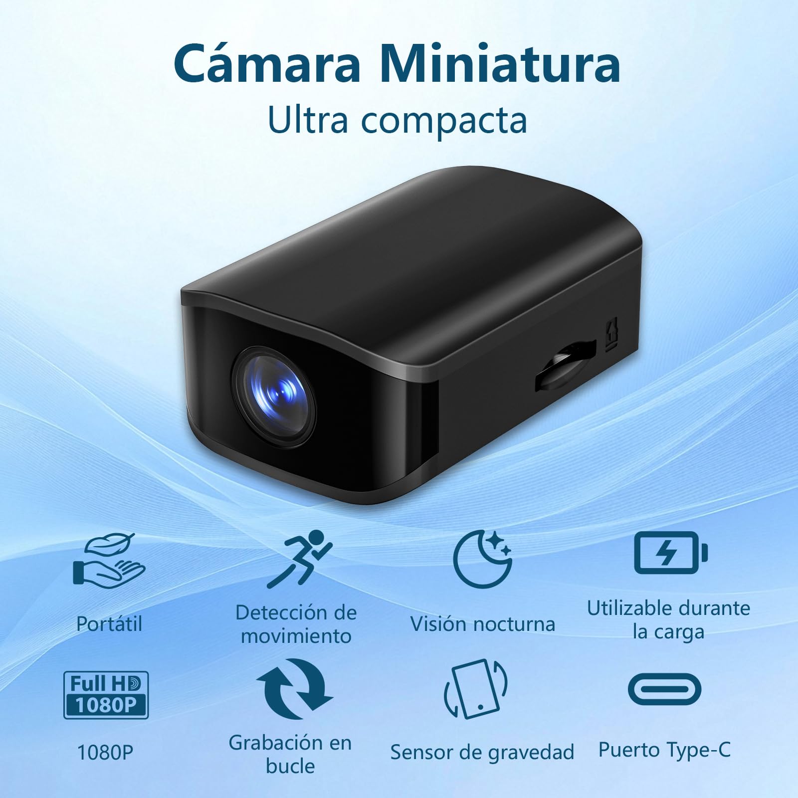 Cámara espía oculta de alta definición 1080P, mini cámara, cámara para niñeras, con detección de movimiento, apta para la vigilancia de seguridad de niños, ancianos, interiores y oficinas, sin Wi-Fi.