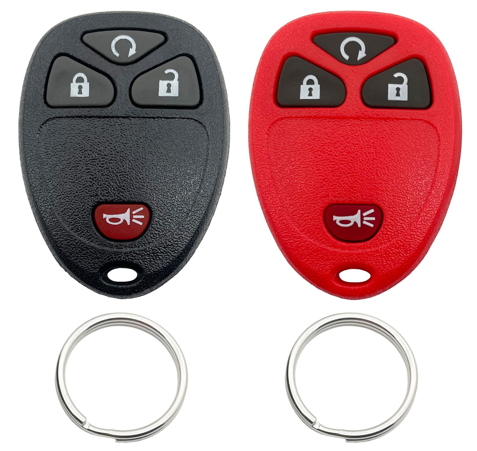 Replacement Key Fob Shell Keyless Entry Remote Car Key Fob Case Fits for GM GMC Chevrolet Chevy Buick 4 Buttons Pad Cover (Black + Red)