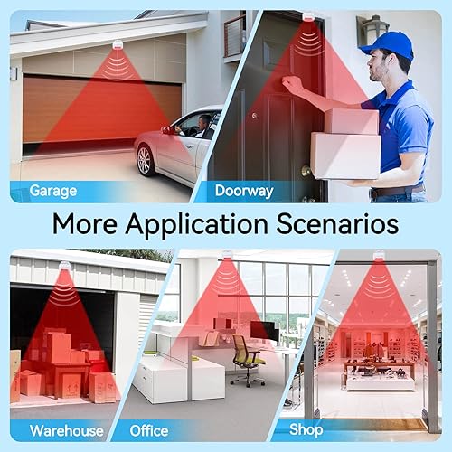 Miniatura 7 de GREENCYCLE Sensores de movimiento para exteriores con alarma, alarmas de entrada inalámbricas exteriores resistentes a la intemperie, timbre de