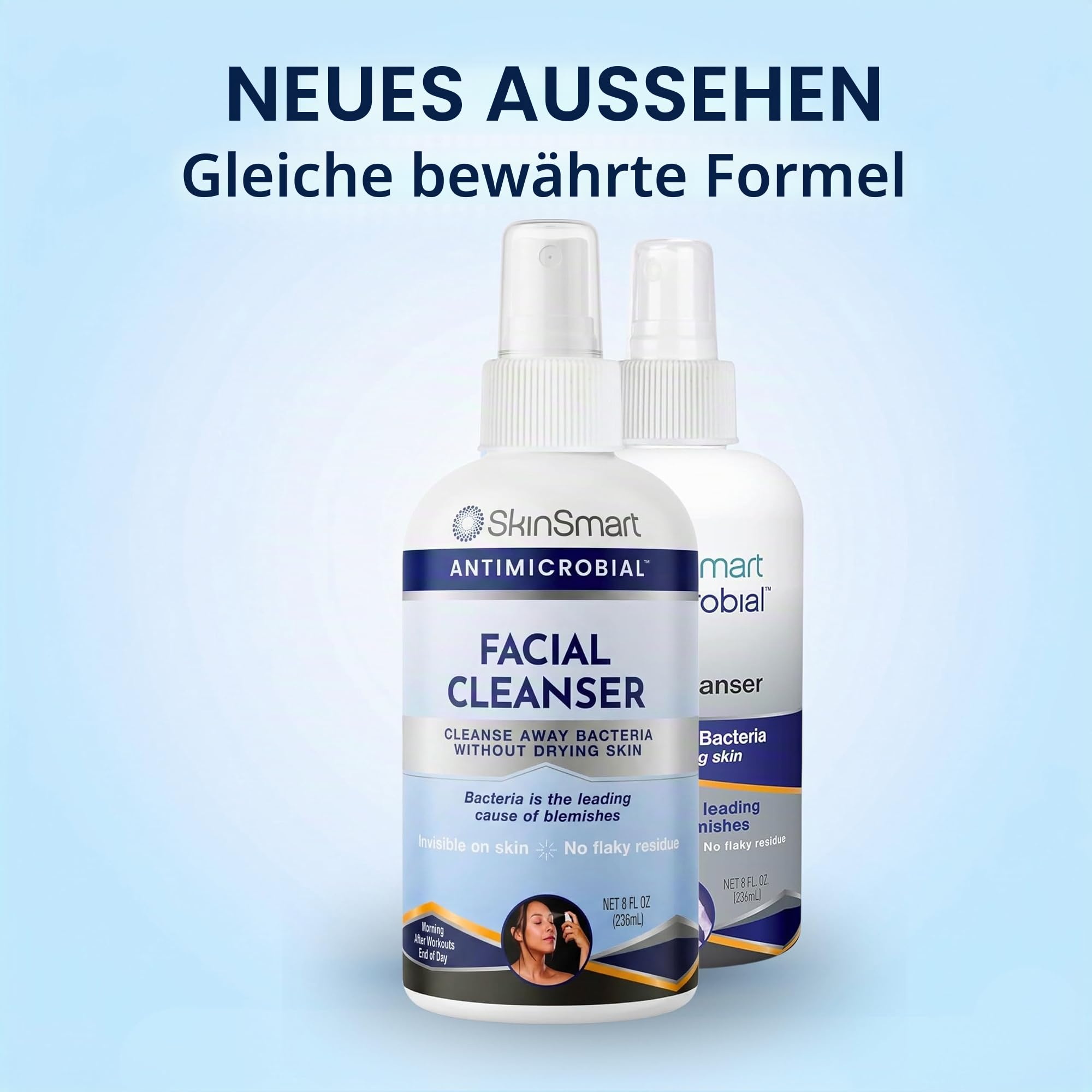 SkinSmart Gesichtsreiniger für Akne, zielt auf Bakterien für aktive Teenagersportler nach dem Training und Akne für Erwachsene, 237 ml Sprühflasche, sicher für mehrere tägliche Anwendungen