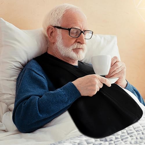 Miniatura 6 de 6 unidades de baberos para adultos, bufandas para comer, dignidad, comedor, bufanda, baberos para personas mayores lavables (negro)