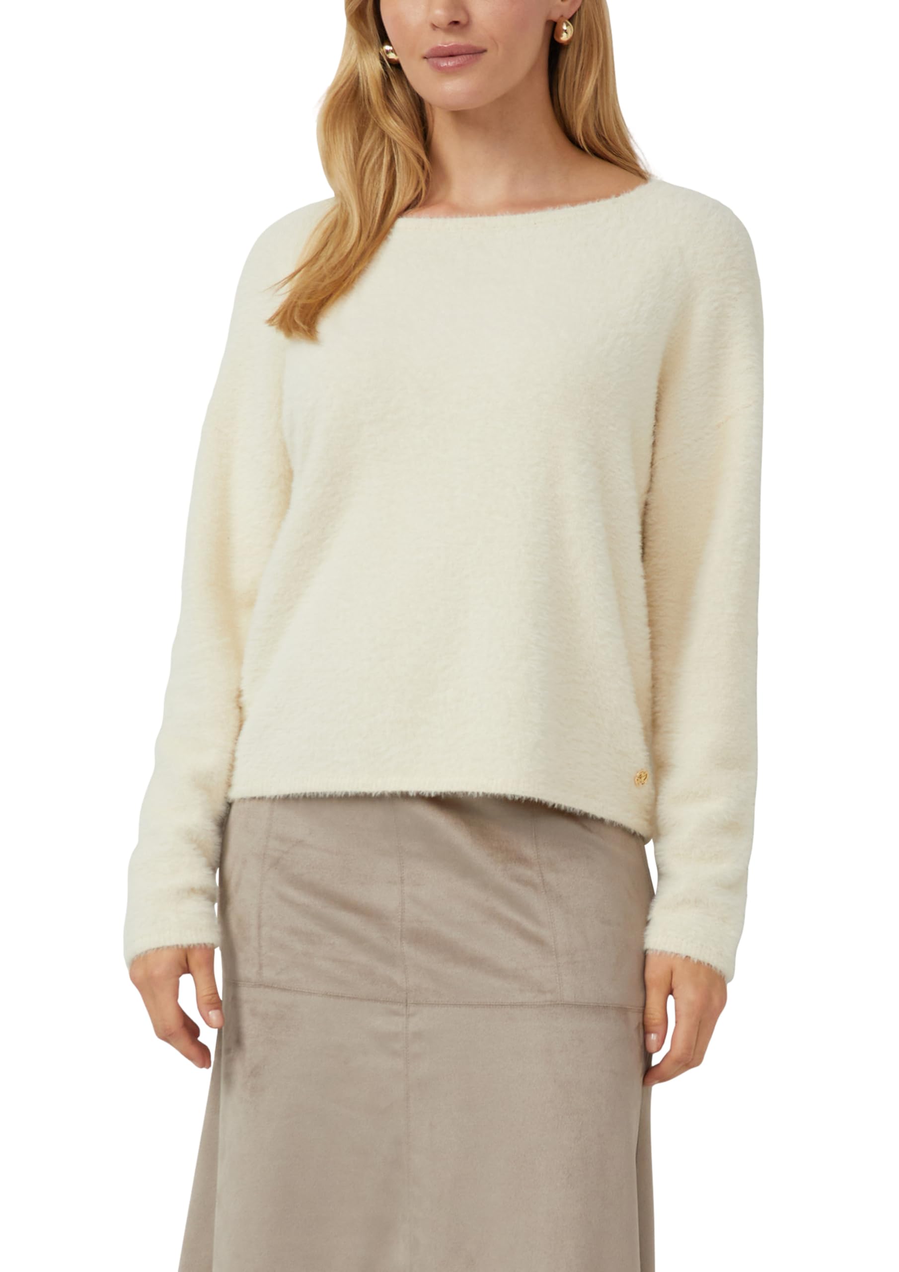 s.Oliver Flauschiger Pullover mit U-Boot-Ausschnitt