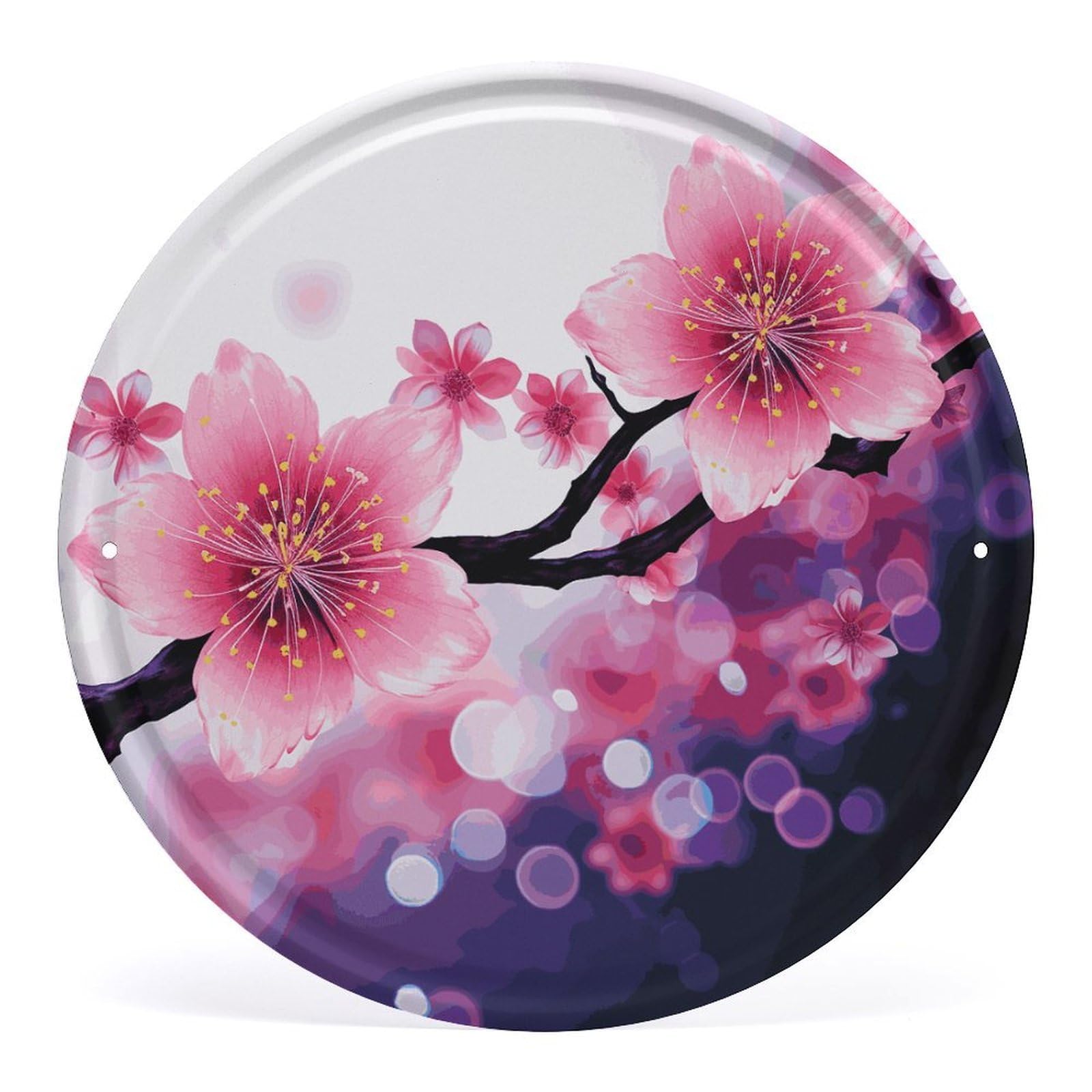 Fodpand Style Flower2 Round Wall Art Hanging Decorations, Wall Decor Modern Minimalist Artwork, Tin Sign Hanging Picture For Living Room, Bedroom, Office, Hallway, 11.8X11.8 Inch