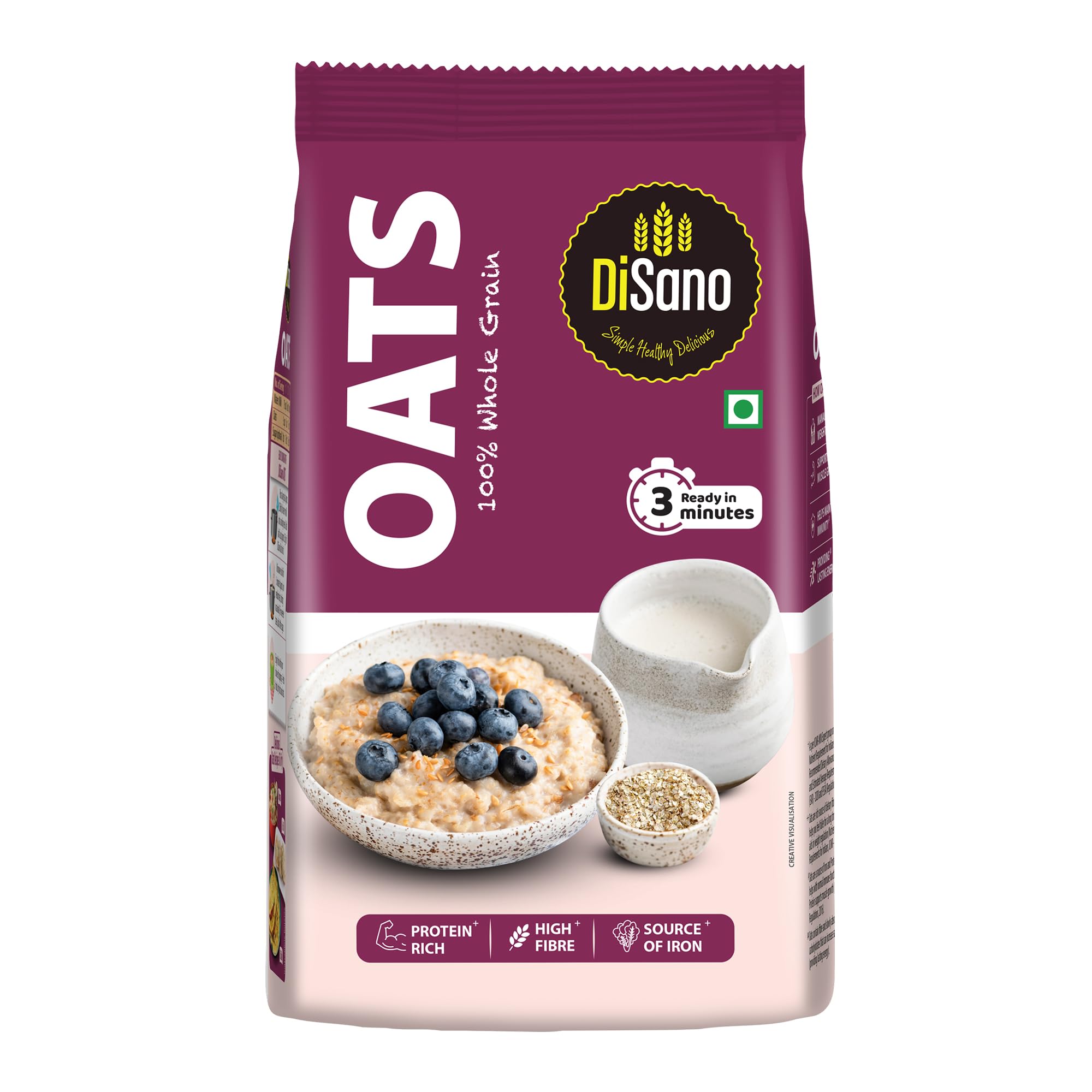 Disano Oats, 100% wholegrain, Pouch 1 kg