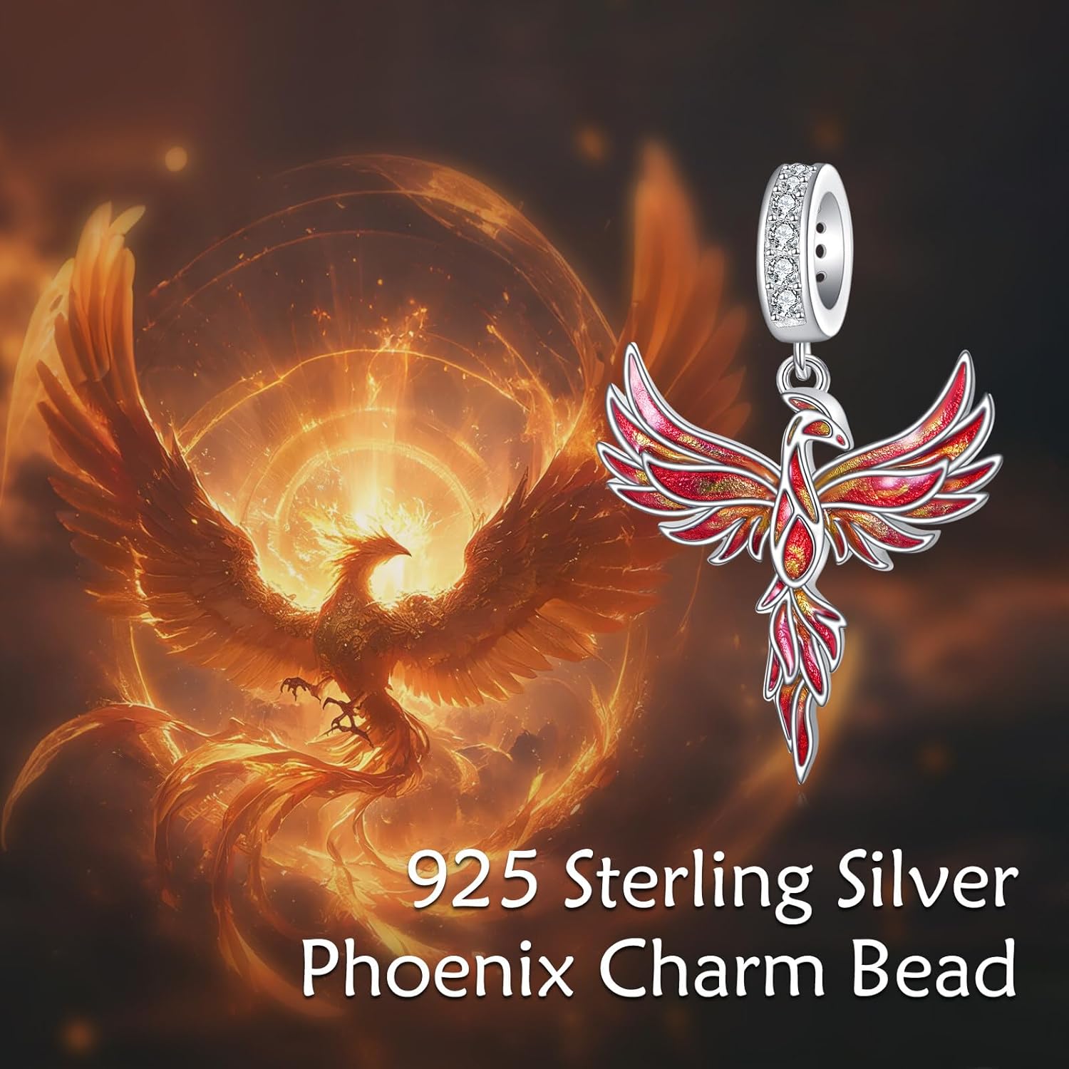 Phoenix Charms Beads for Bracelets Sterling Silver Phoenix Pendant Bead Animal Jewelry Gifts for Women