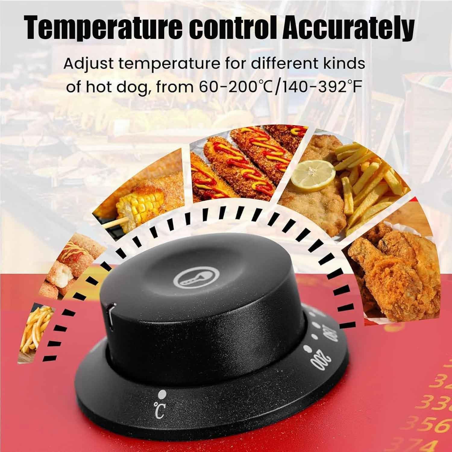 Friggitrice elettrica Professionale per Hot Dog, Macchina per Hot Dog e Bastoncini di Waffle in Acciaio Inox con 12 Ganci, Grande capacità per ristoranti e Uso Dom,