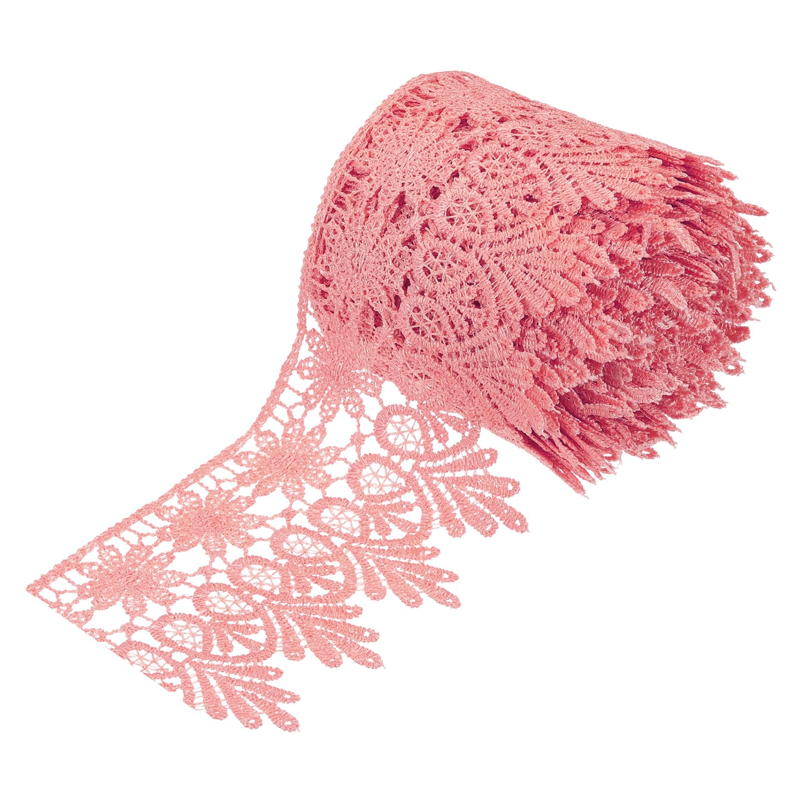 sourcing map 3 Inch Wide 10 Yard Lace Ribbon Floral Pattern Dark Pink Embroidered Lace Trim Ribbon for Sewing Making, and DIY Crafts, Gift Wrapping, Wedding Decor — image 1