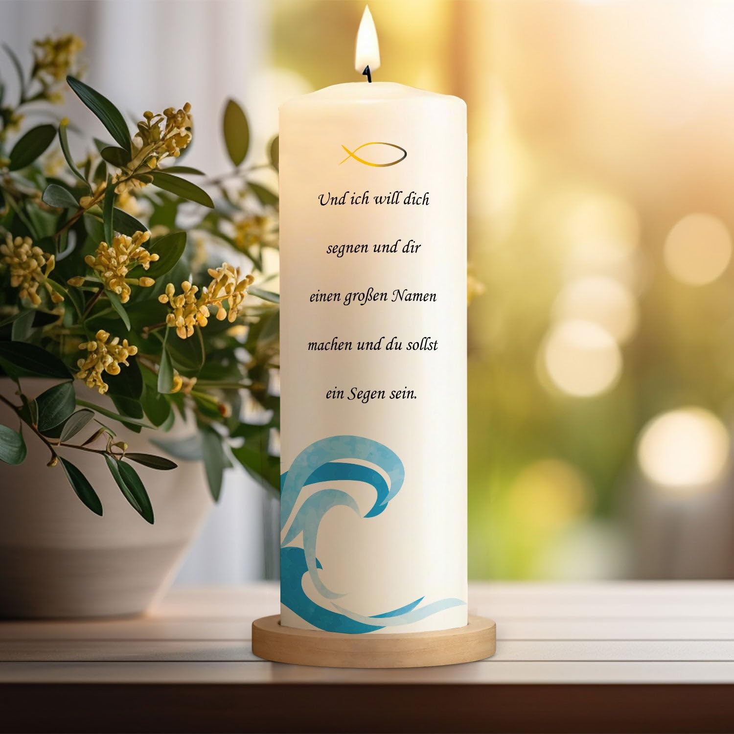 GRAVURZEILE Candela stampata – Candela per battesimo – Candela stampata brillante per battesimo – regalo di battesimo personalizzato per ragazze e ragazzi – Candela pilastro di alta qualità 250/80 mm