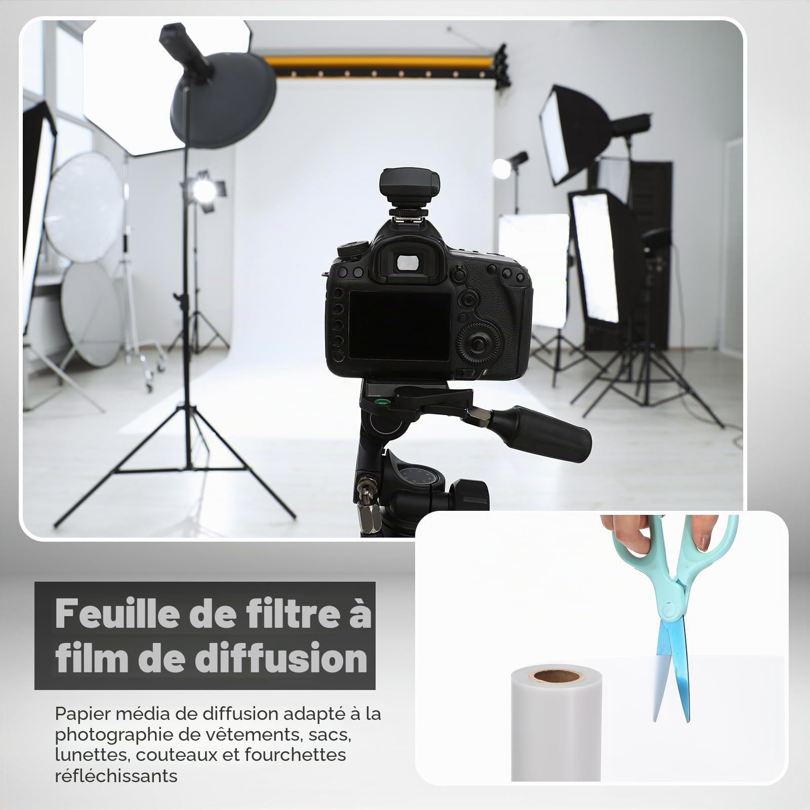 Nezyo Rouleau de Papier diffuseur de lumière pour Flash LED, lumière stroboscopique, Photographie et vidéo - Blanc - 0,4 x 15 m